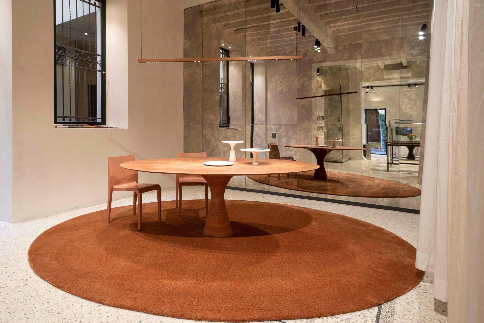 Travertino Rosso Refined Contemporary Marble Oval Table 21075 3