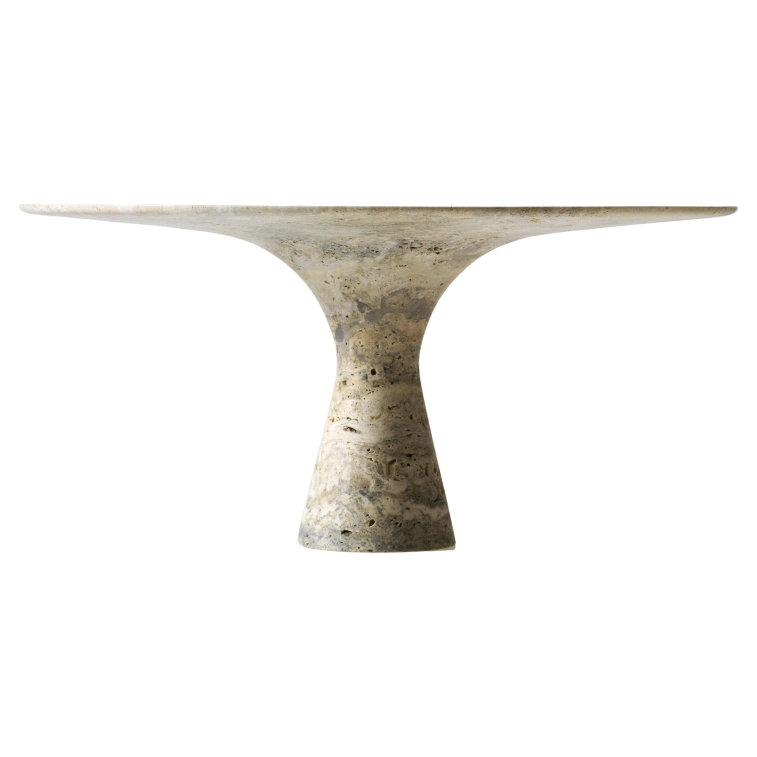 Travertino Silver Refined Contemporary Marble Oval Table 21075 1