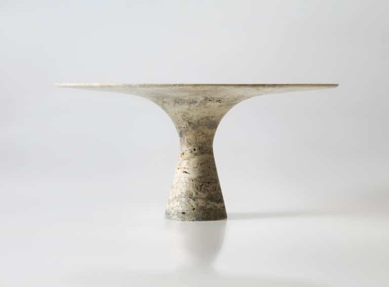 Travertino Silver Refined Contemporary Marble Oval Table 21075 1