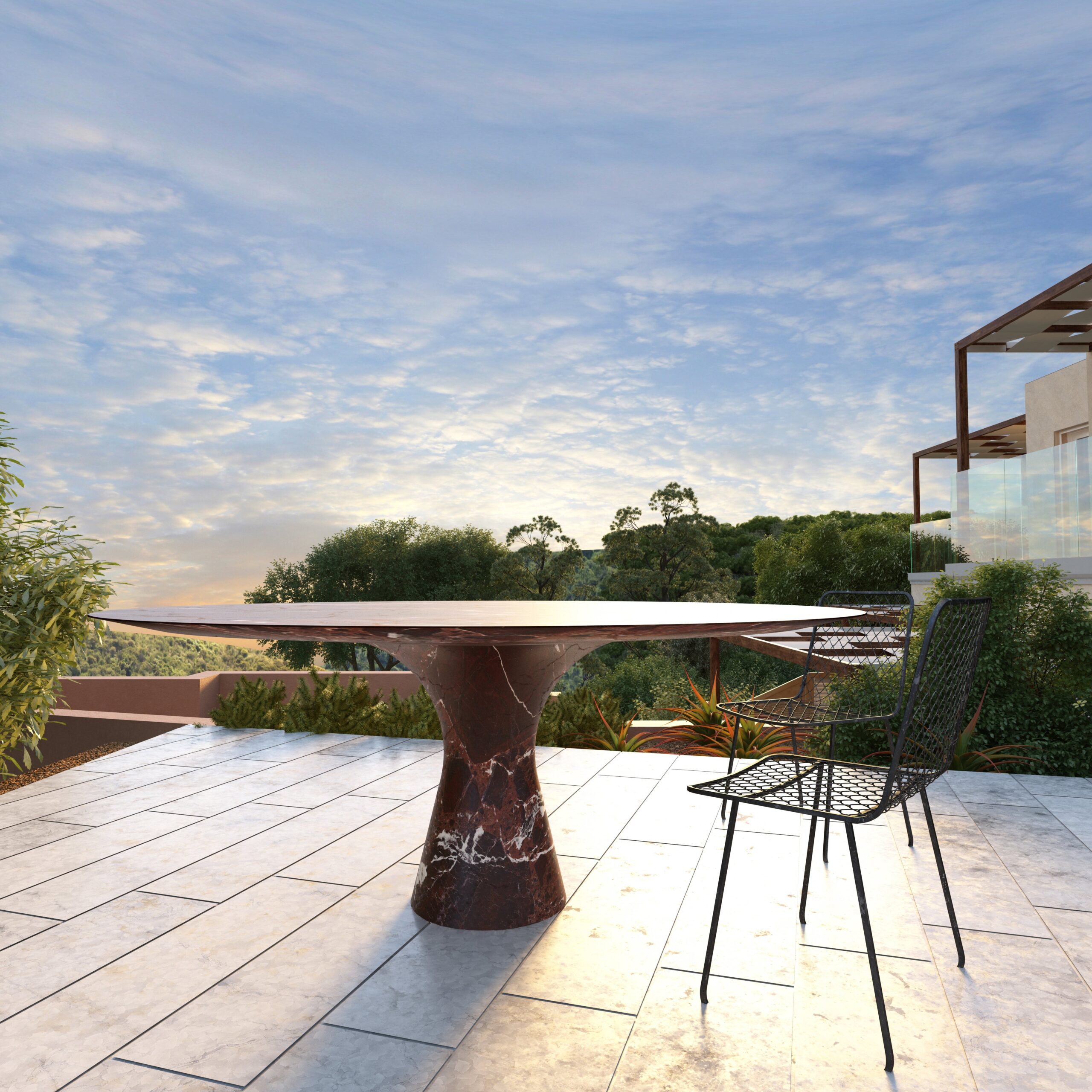 Travertino Silver Refined Contemporary Marble Oval Table 21075 10