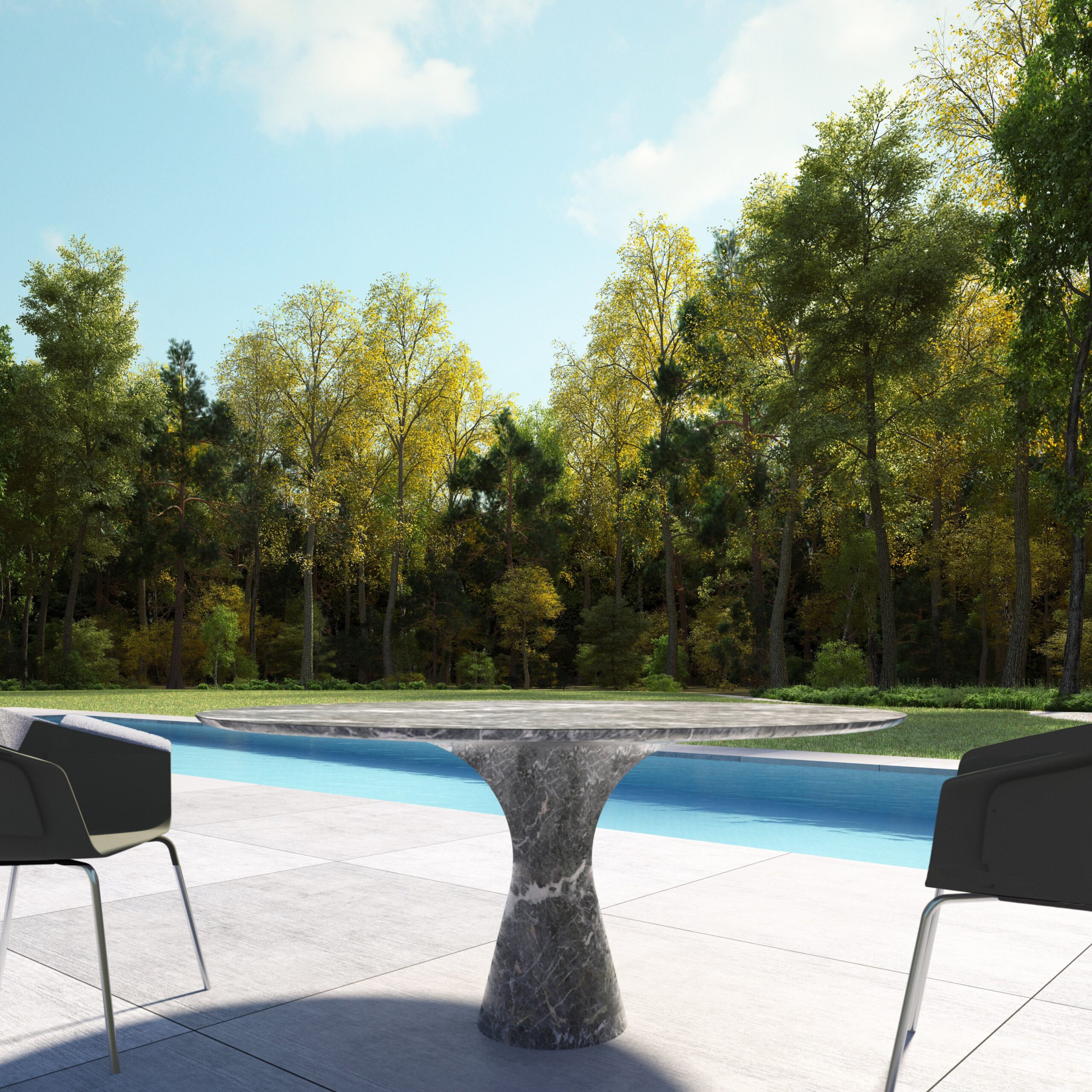 Travertino Silver Refined Contemporary Marble Oval Table 21075 11