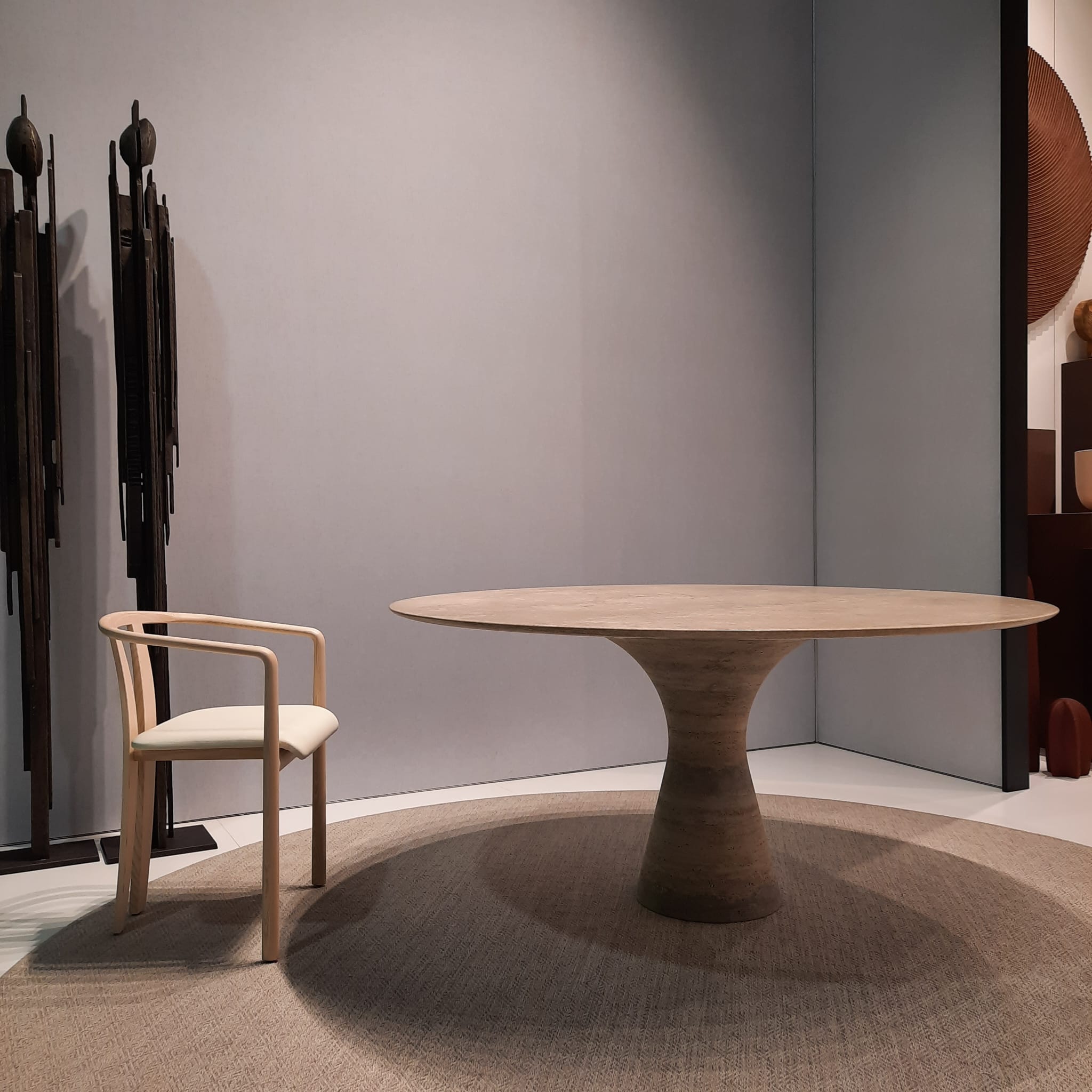 Travertino Silver Refined Contemporary Marble Oval Table 21075 14