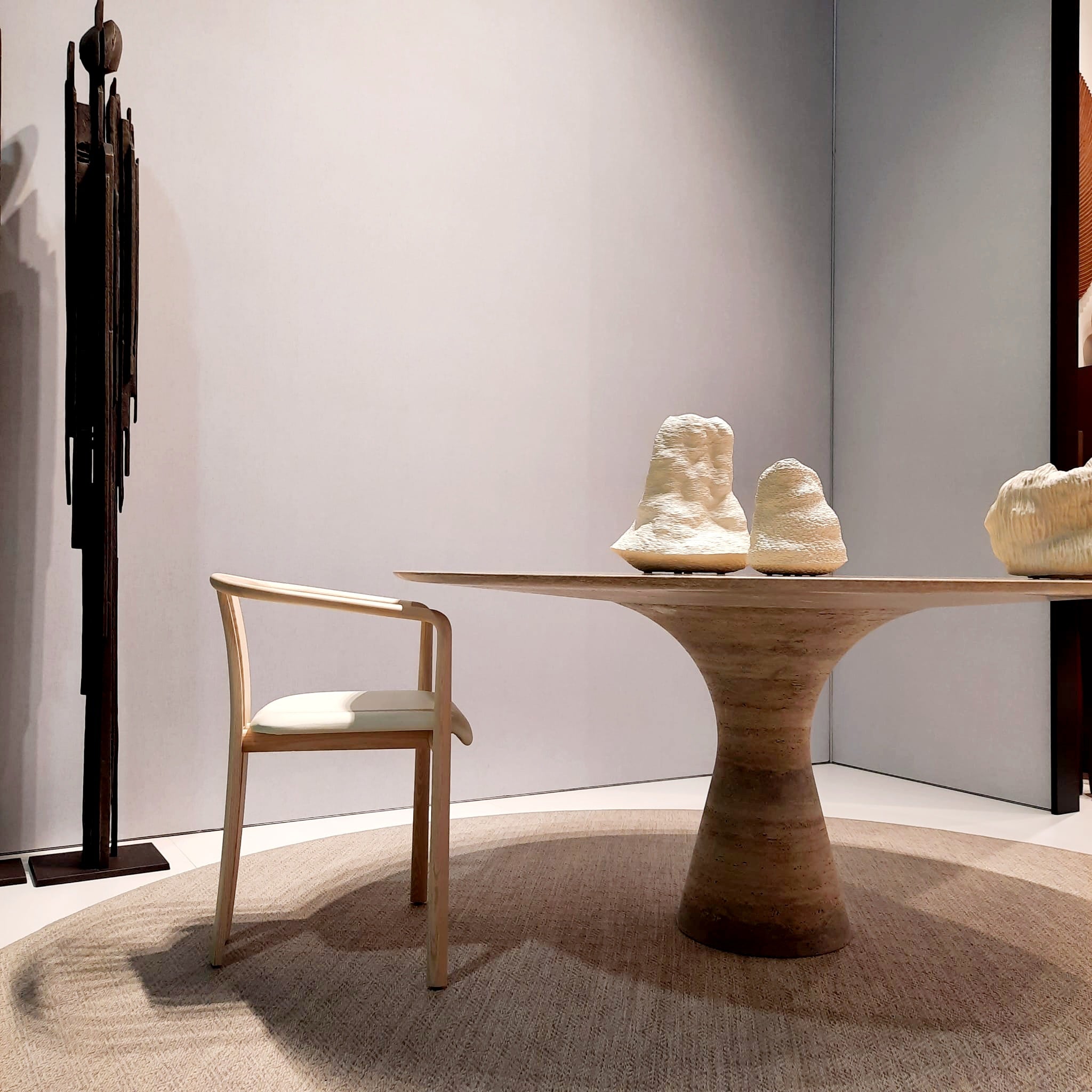 Travertino Silver Refined Contemporary Marble Oval Table 21075 15