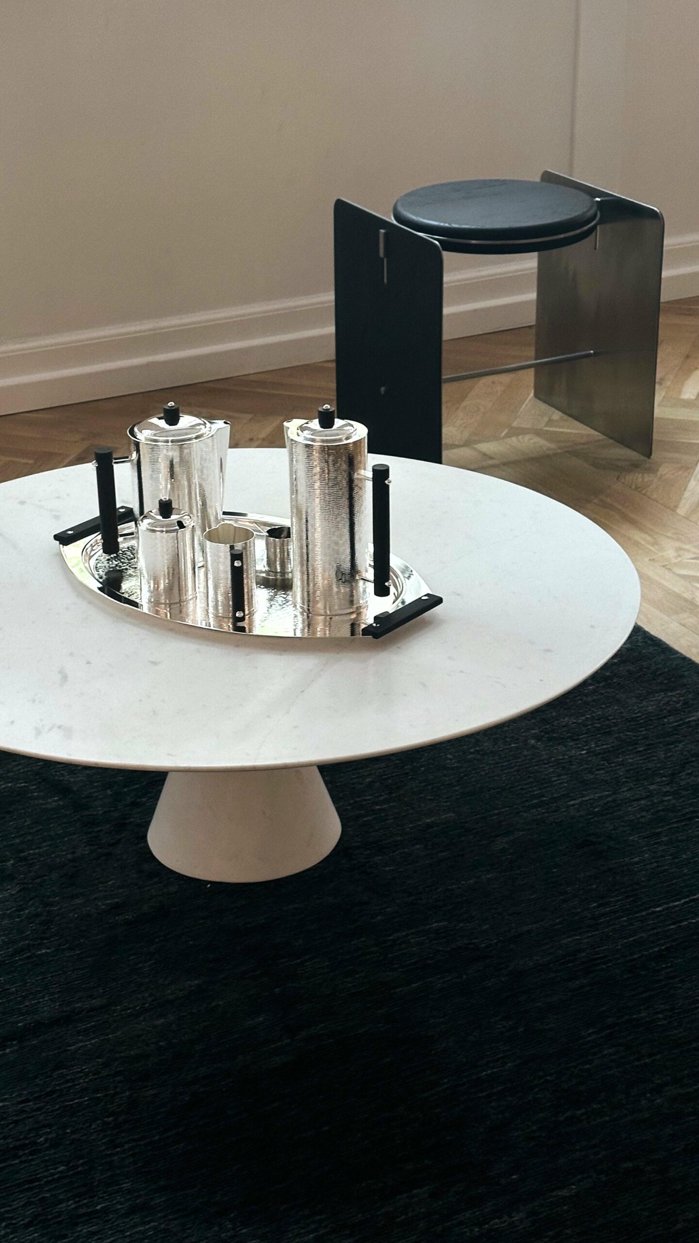 Travertino Silver Refined Contemporary Marble Oval Table 21075 19