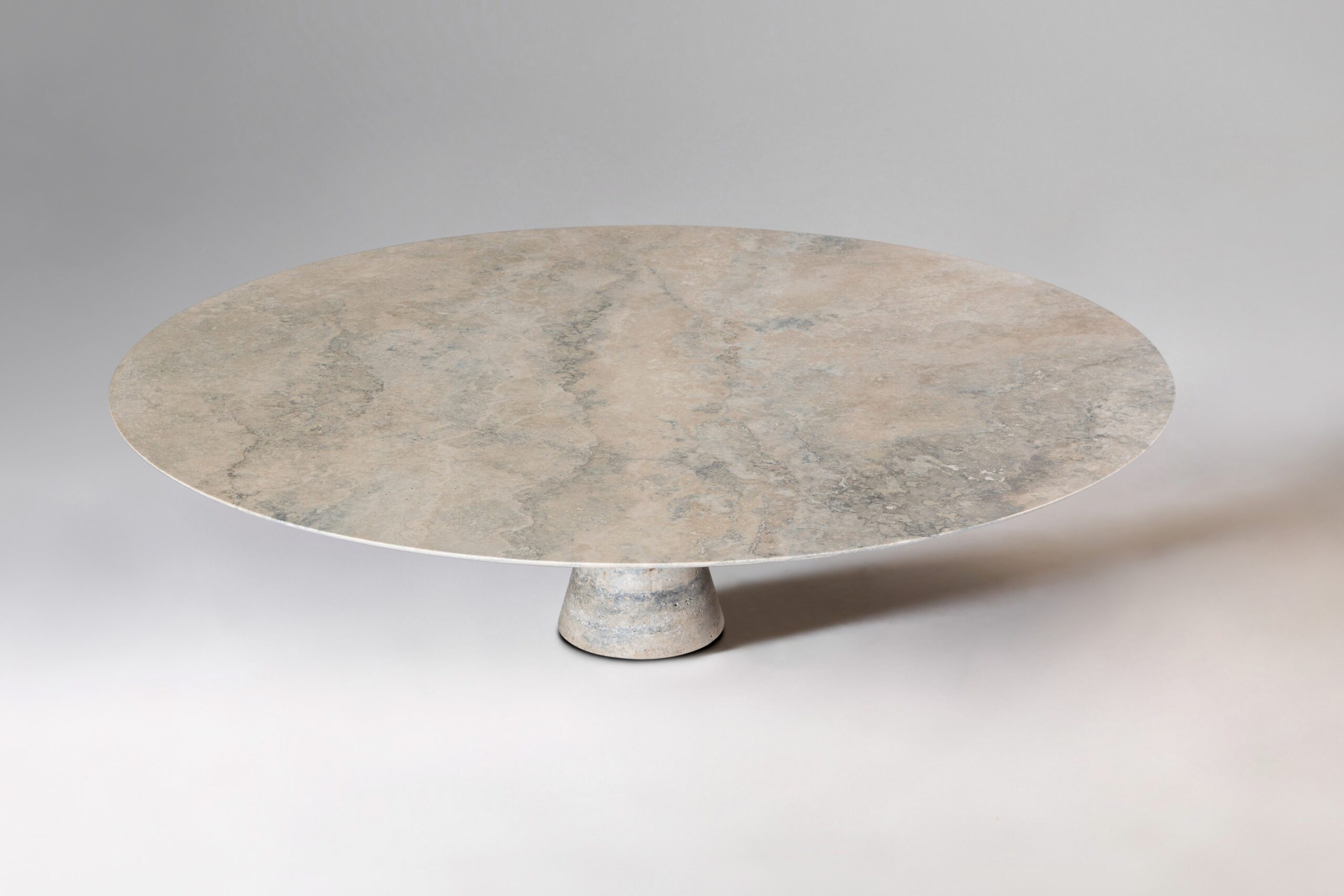 Travertino Silver Refined Contemporary Marble Oval Table 21075 3