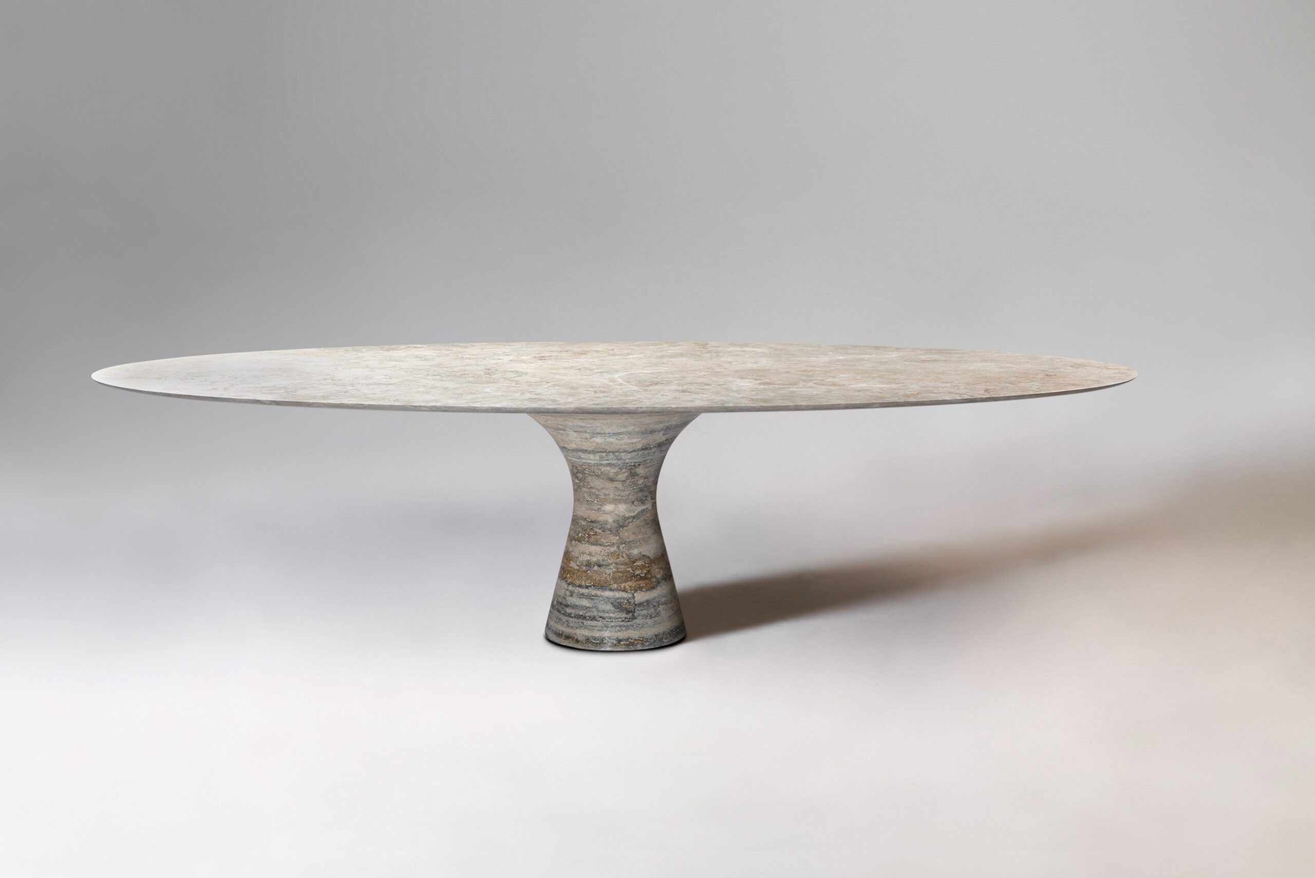 Travertino Silver Refined Contemporary Marble Oval Table 21075 4