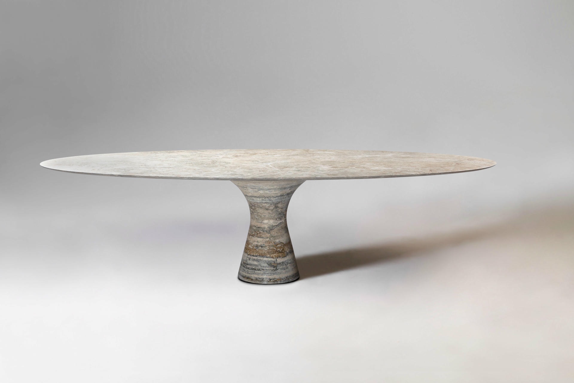 Travertino Silver Refined Contemporary Marble Oval Table 21075 4