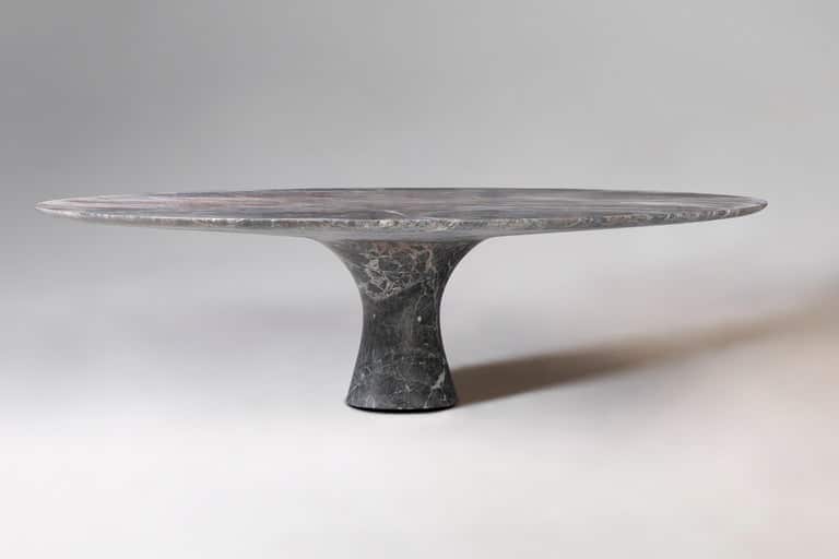 Travertino Silver Refined Contemporary Marble Oval Table 21075 4