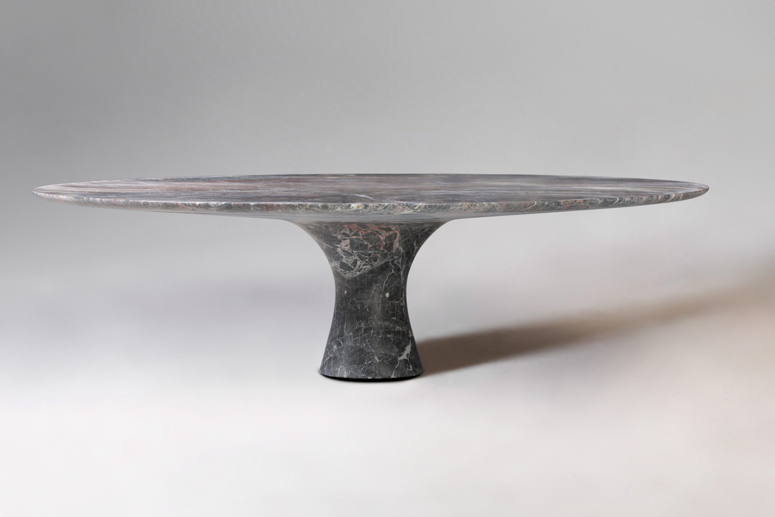 Travertino Silver Refined Contemporary Marble Oval Table 21075 5
