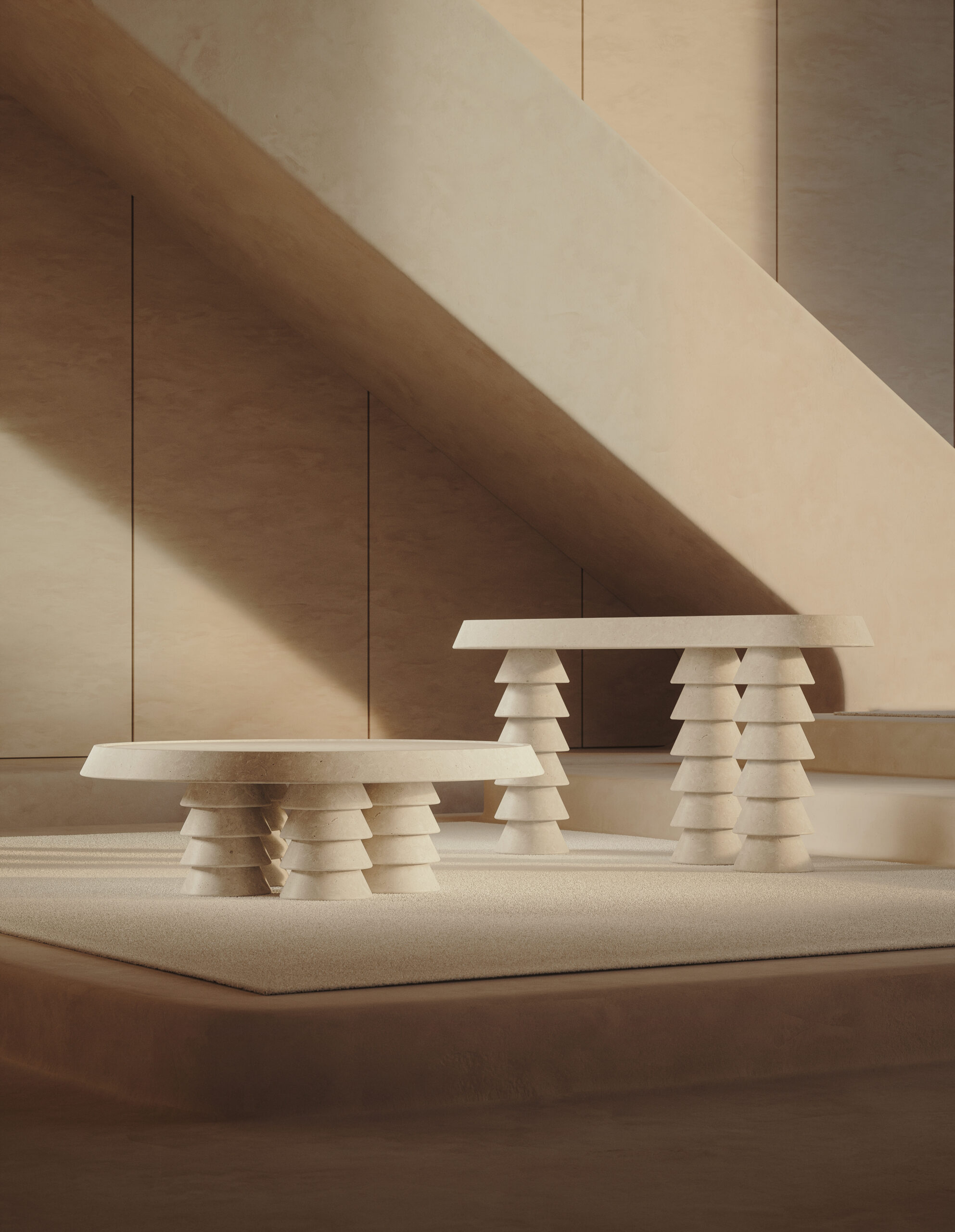 Trigono Creme Coffee Table by Studio Anansi 5