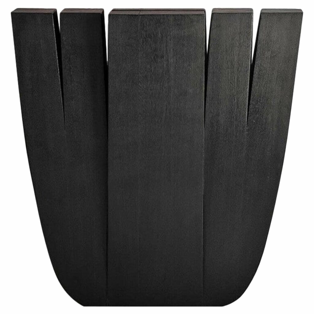 U Shape Black Iroko Wood Table Signed by Arno Declercq 1