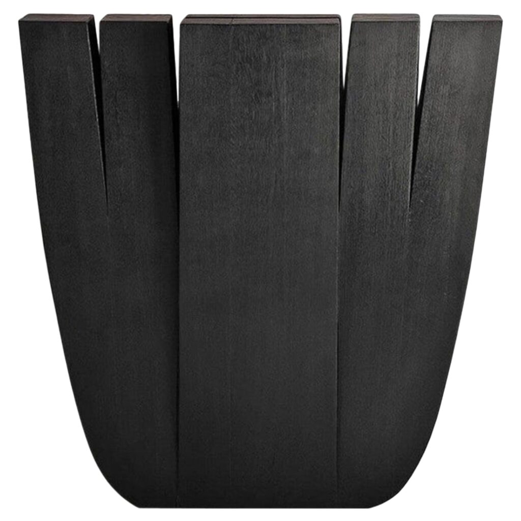 U Shape Black Iroko Wood Table, Signed by Arno Declercq 1