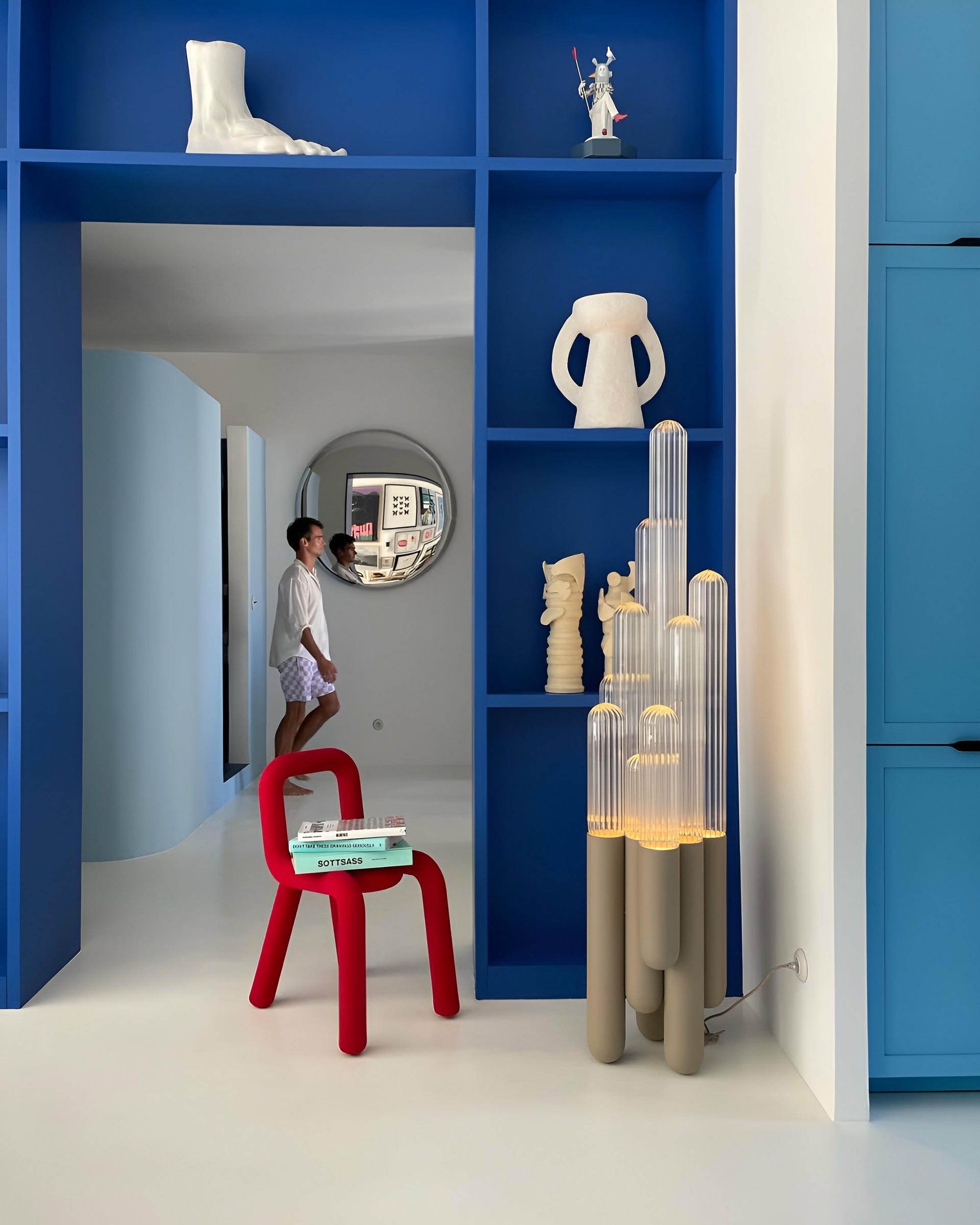 Unique Cactus Big Velvet Floor Lamp in Transparent Glass by Mickael Koska 10