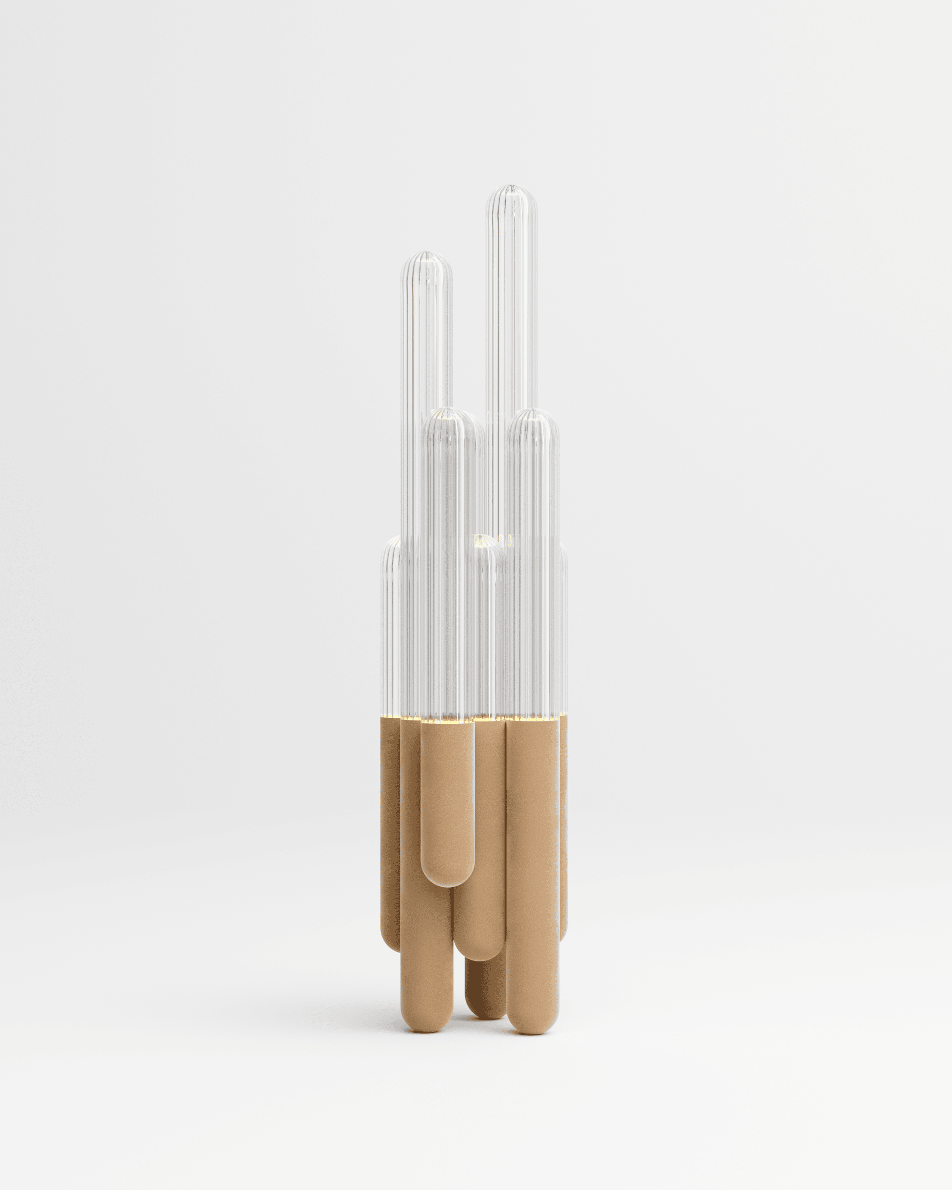 Unique Cactus Big Velvet Floor Lamp in Transparent Glass by Mickael Koska 2