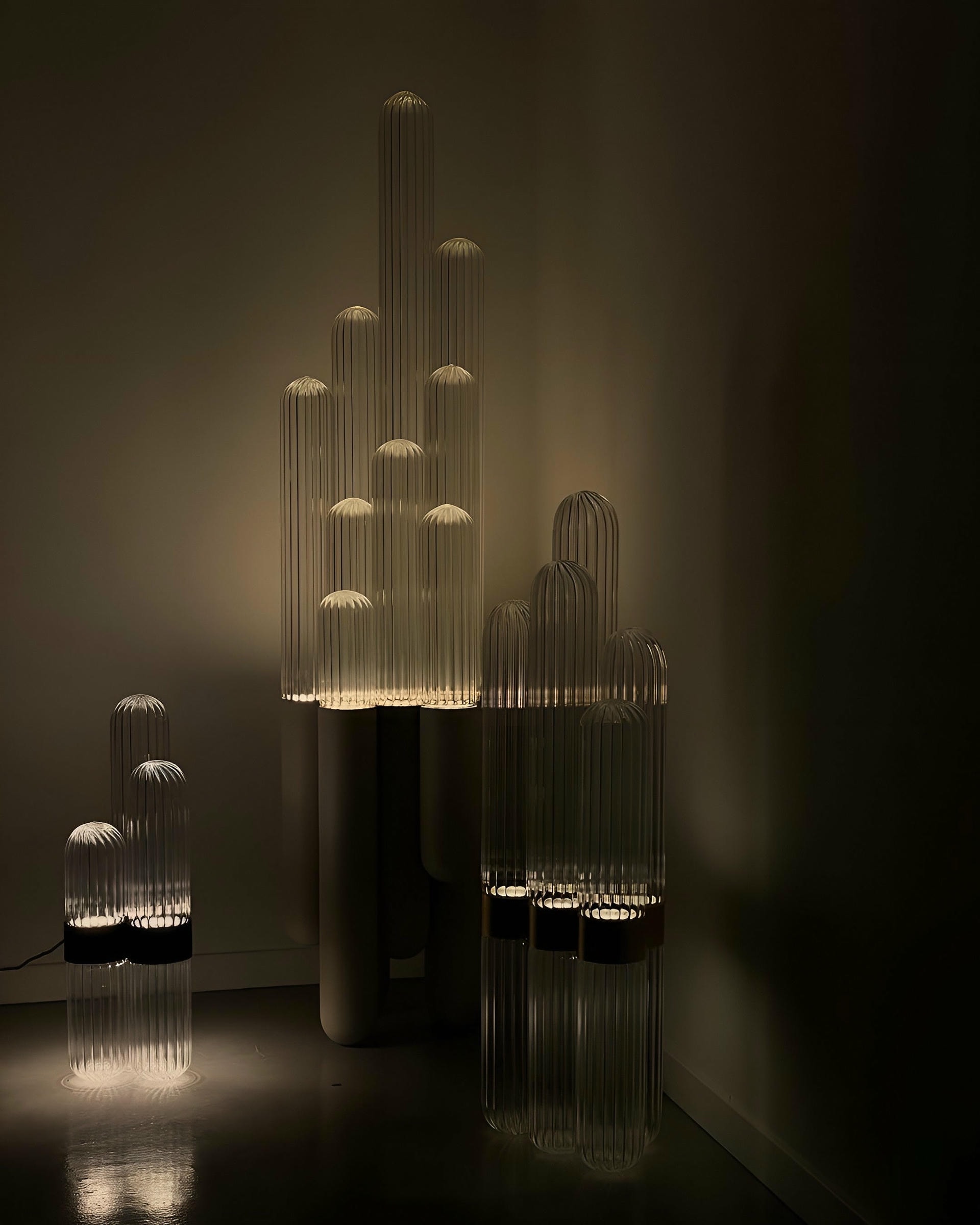 Unique Cactus Big Velvet Floor Lamp in Transparent Glass by Mickael Koska 7
