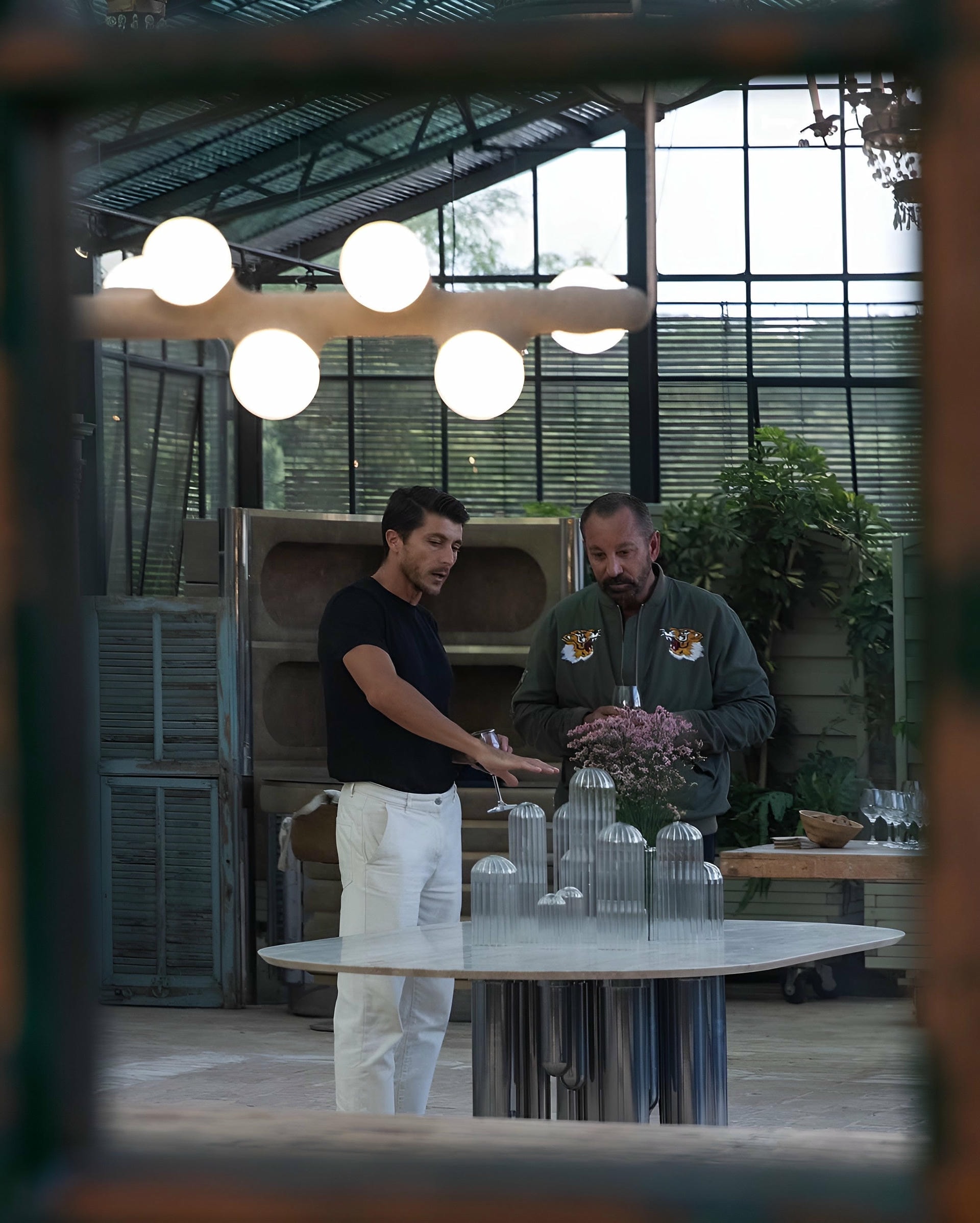 Unique Cactus Velvet Round Table with Transparent Glass by Mickael Koska 6