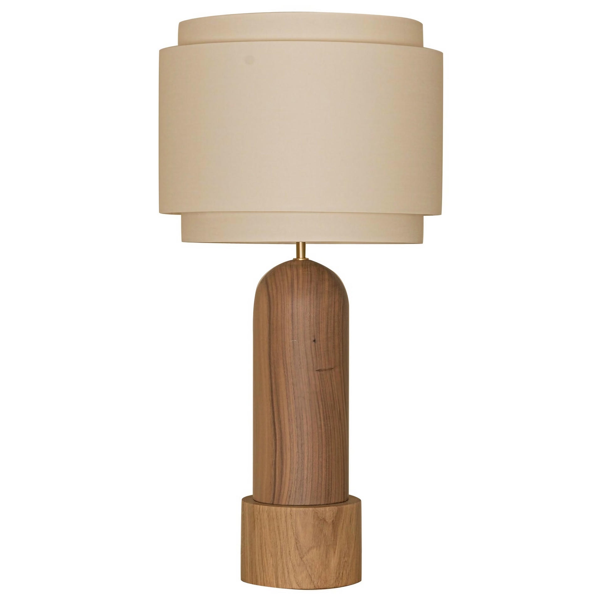 Walnut And Oak Base Pura Kelo Double Table Lamp by Simone Marcel 1