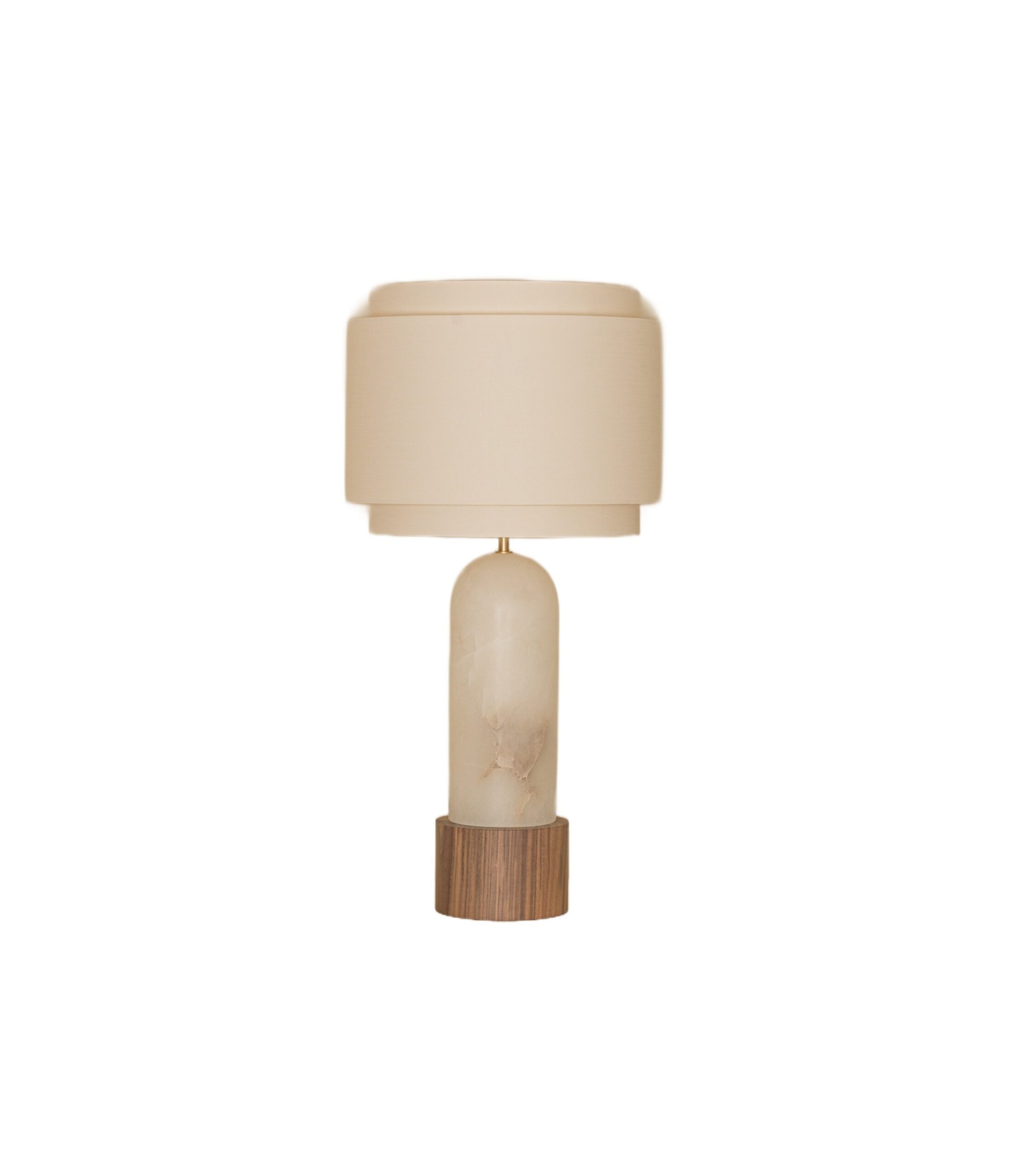 White Alabaster And Walnut Base Pura Kelo Double Table Lamp by Simone & Marcel 1