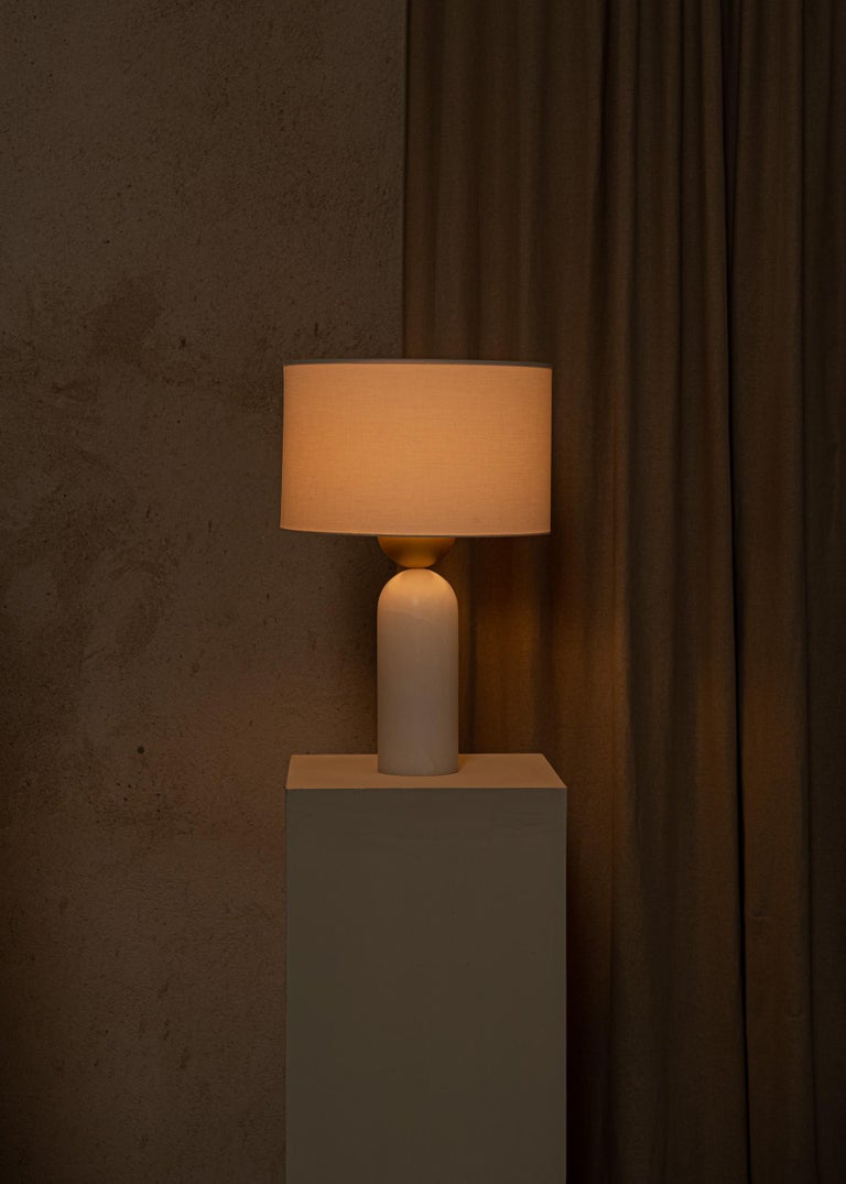 White Alabaster Peona Table Lamp by Simone Marcel 1