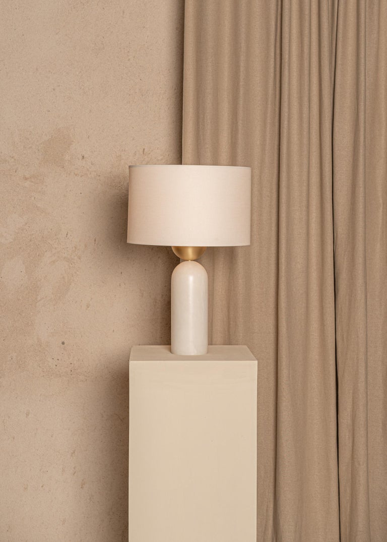 White Alabaster Peona Table Lamp by Simone Marcel 2