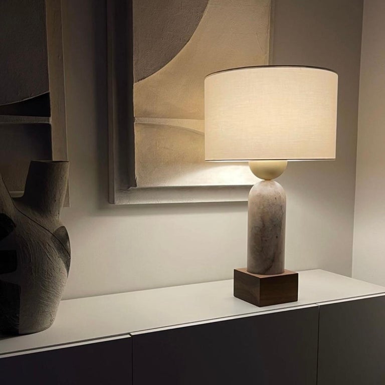 White Alabaster Peona Table Lamp by Simone Marcel 3