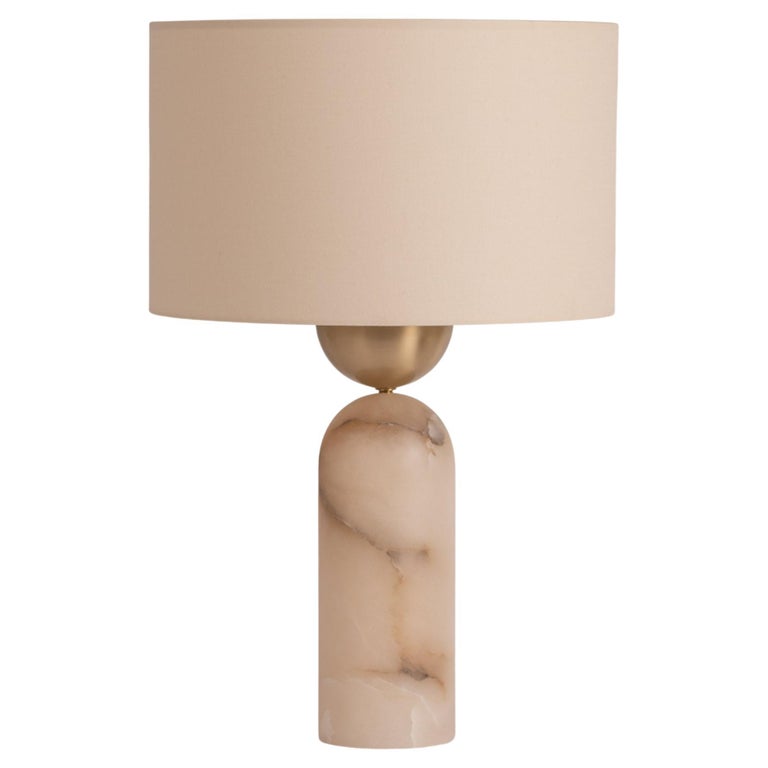 White Alabaster Peona Table Lamp by Simone Marcel 8