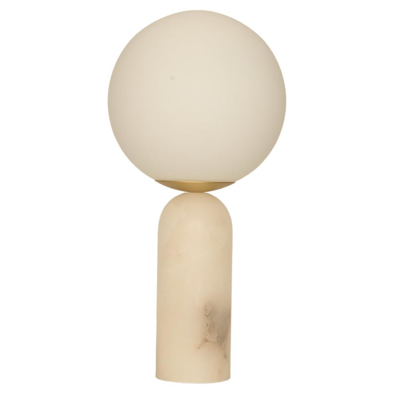 White Alabaster and Brass Atlas Table Lamp by Simone Marcel 1