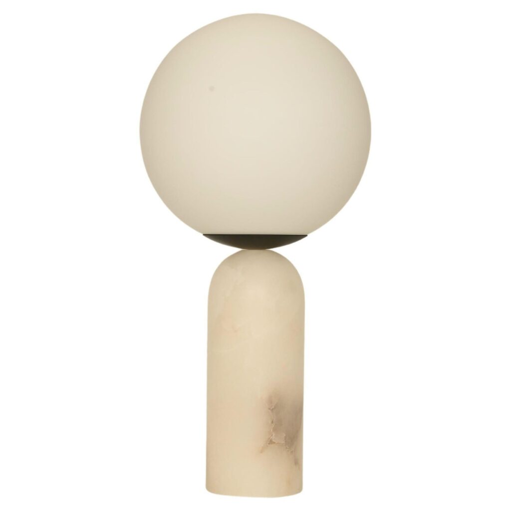 White Alabaster and Steel Atlas Table Lamp by Simone Marcel 1