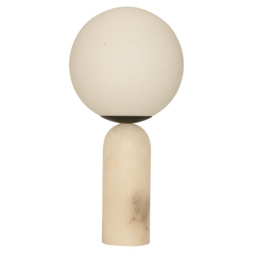 White Alabaster and Steel Atlas Table Lamp by Simone Marcel 1