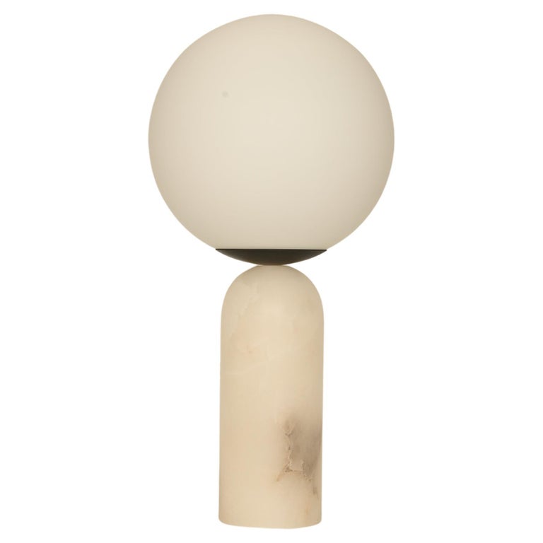 White Alabaster and Steel Atlas Table Lamp by Simone Marcel 1