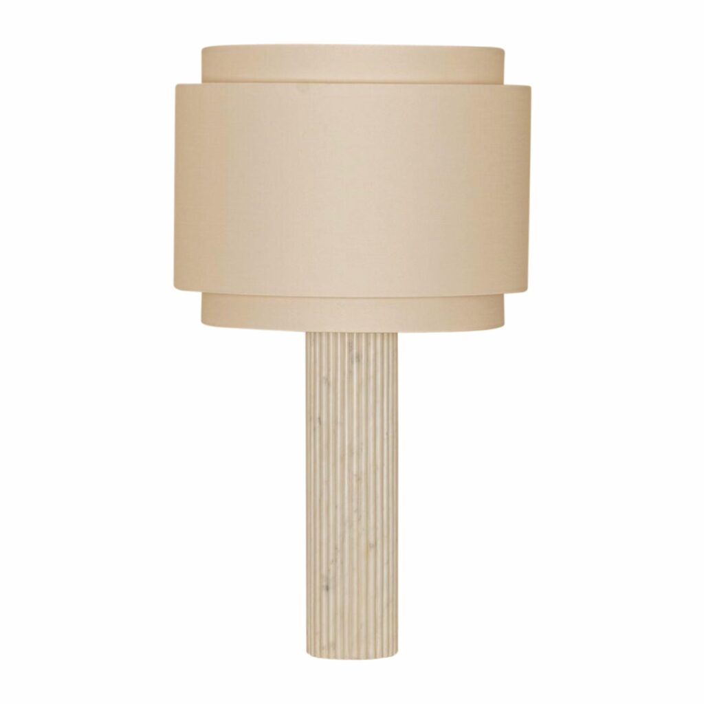 White Marble Fluta Duoble Table Lamp by Simone Marcel 1