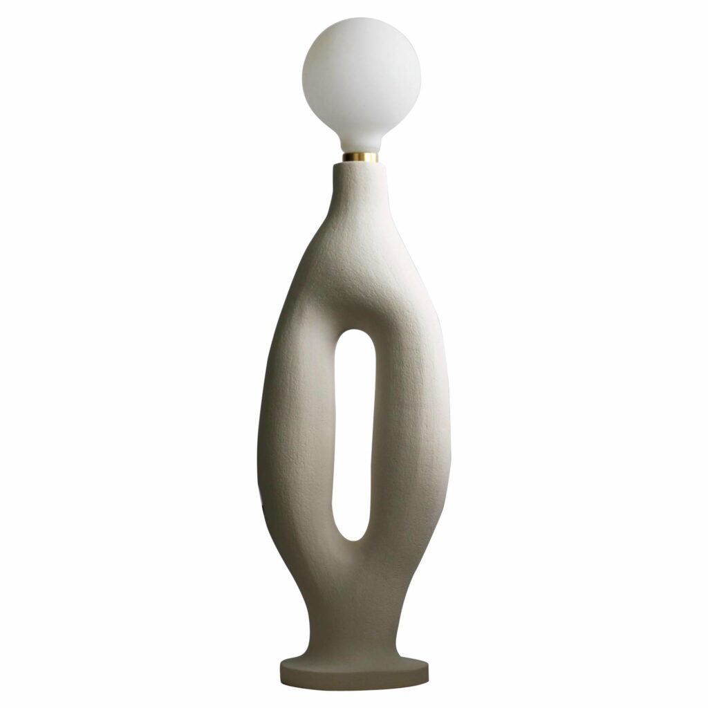 White Stoneware Exo Table Lamp by Abid Javed 1