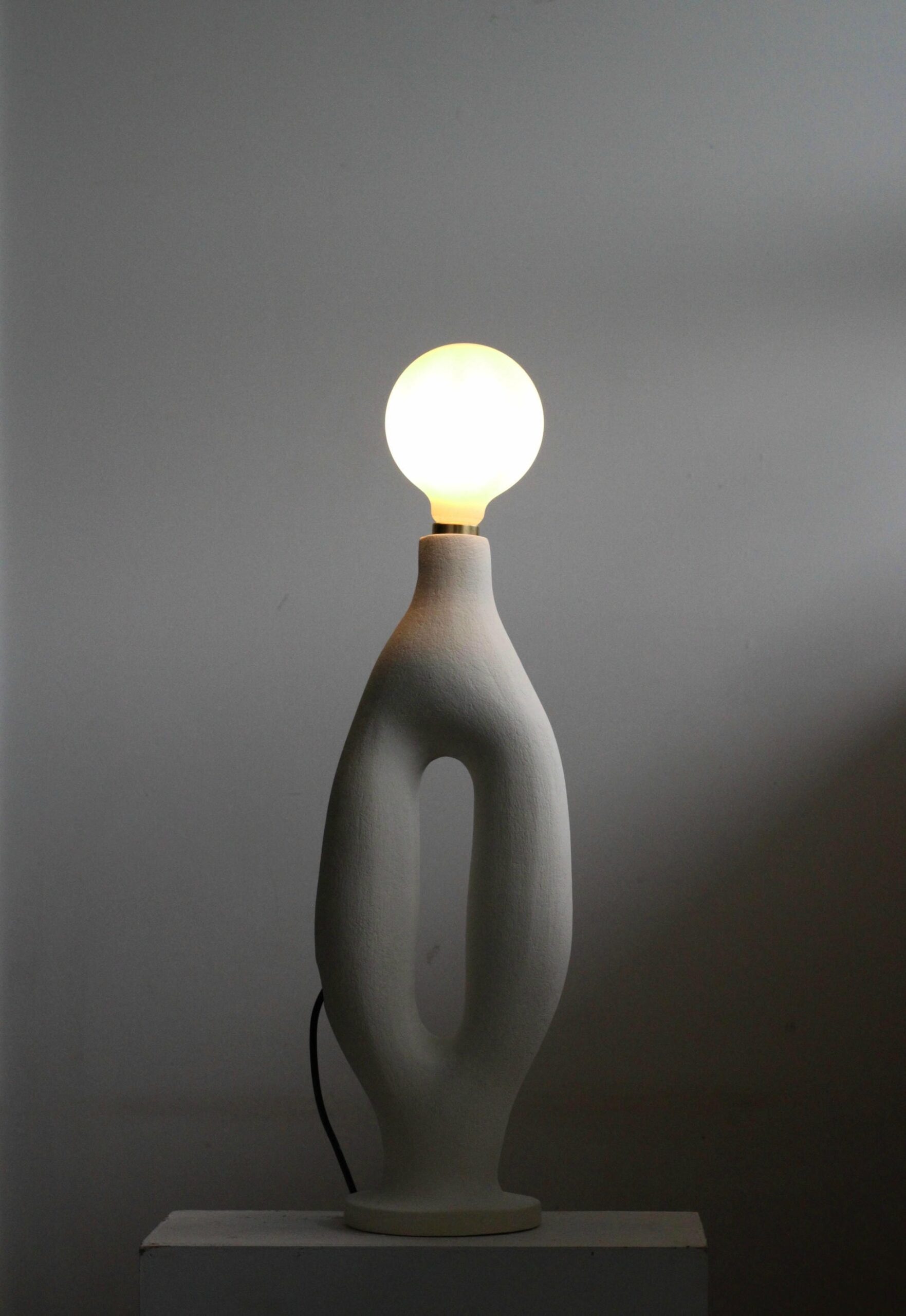 White Stoneware Exo Table Lamp by Abid Javed 3