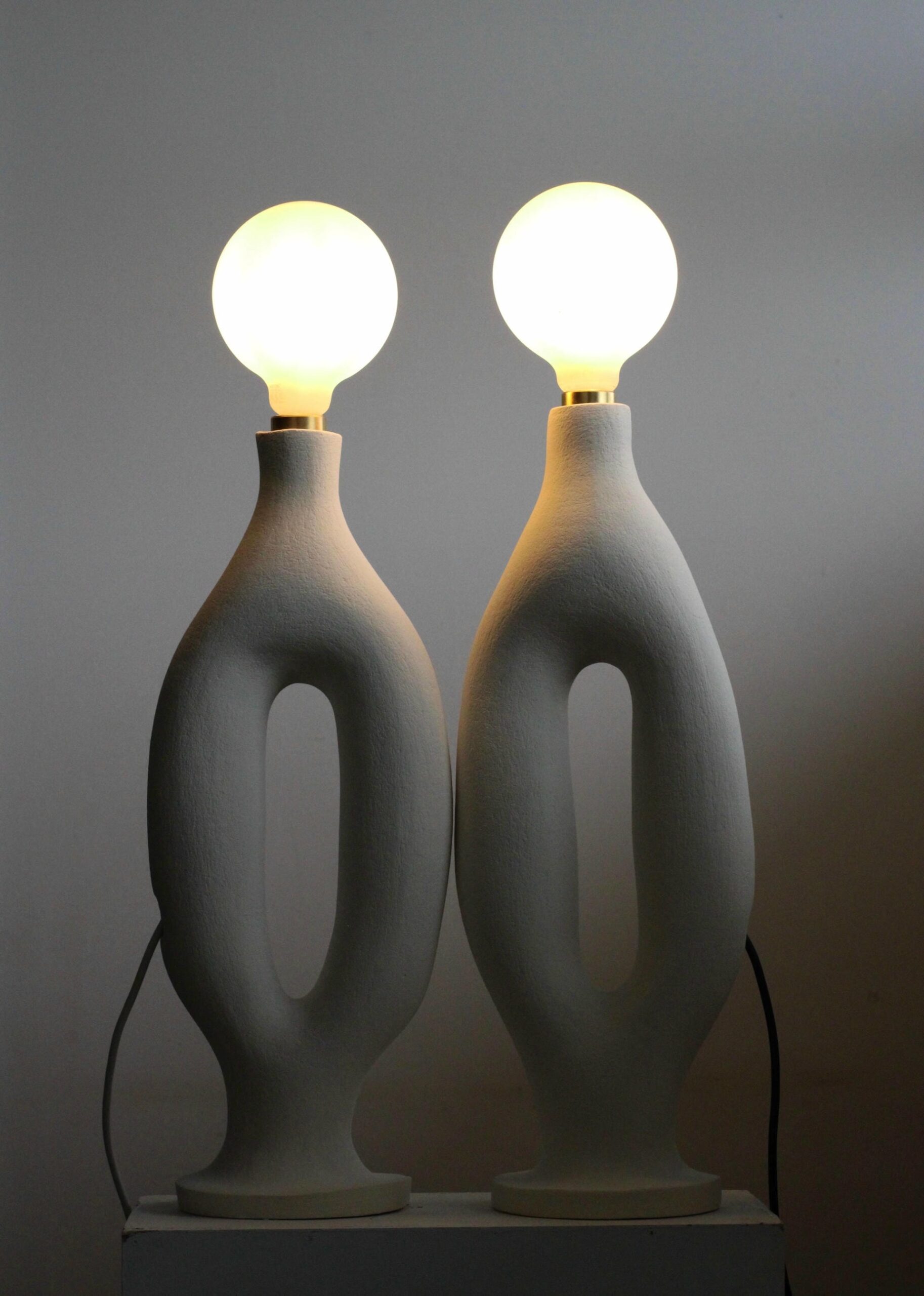 White Stoneware Exo Table Lamp by Abid Javed 4