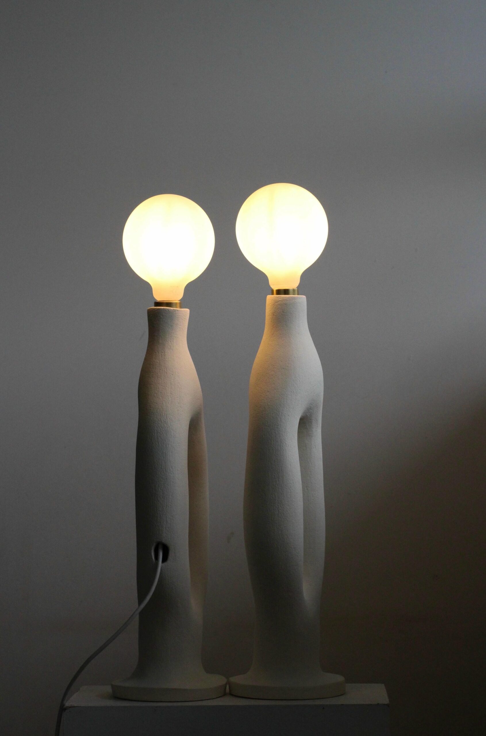 White Stoneware Exo Table Lamp by Abid Javed 5