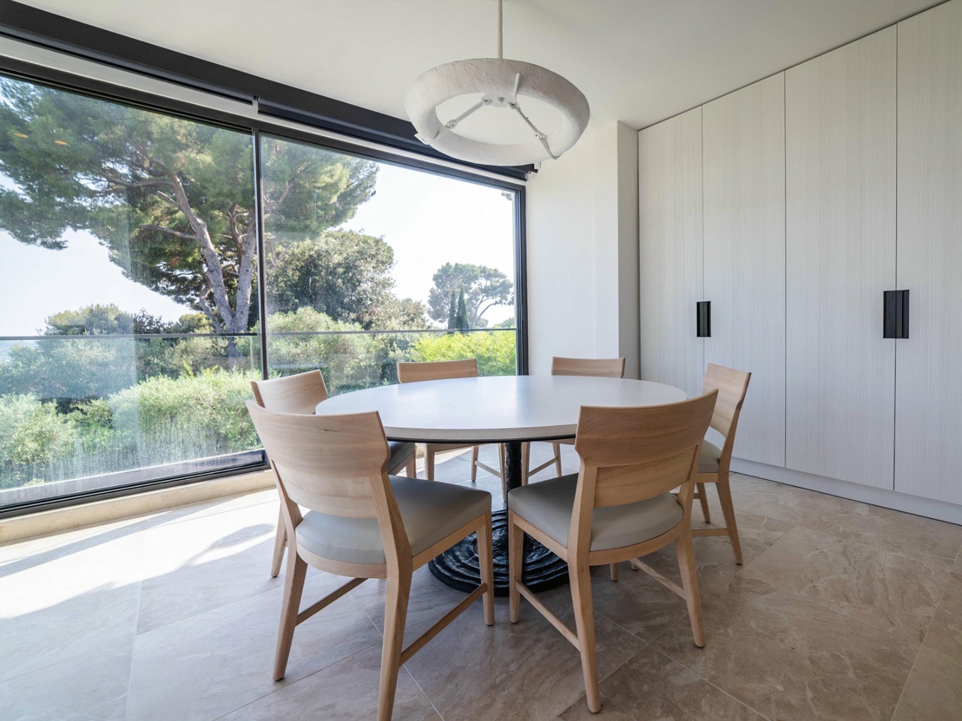 Contemporary Sculptural Eze White Bronze Suspension Light by Michel Amar 5