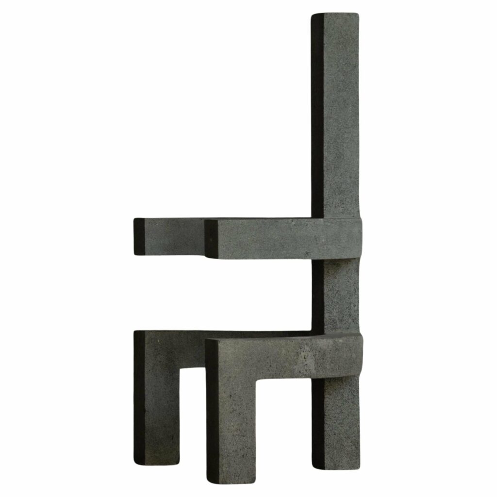 Unique Dark Tlakatl Sculptural Chair in Volcanic Stone by Mesawa 1