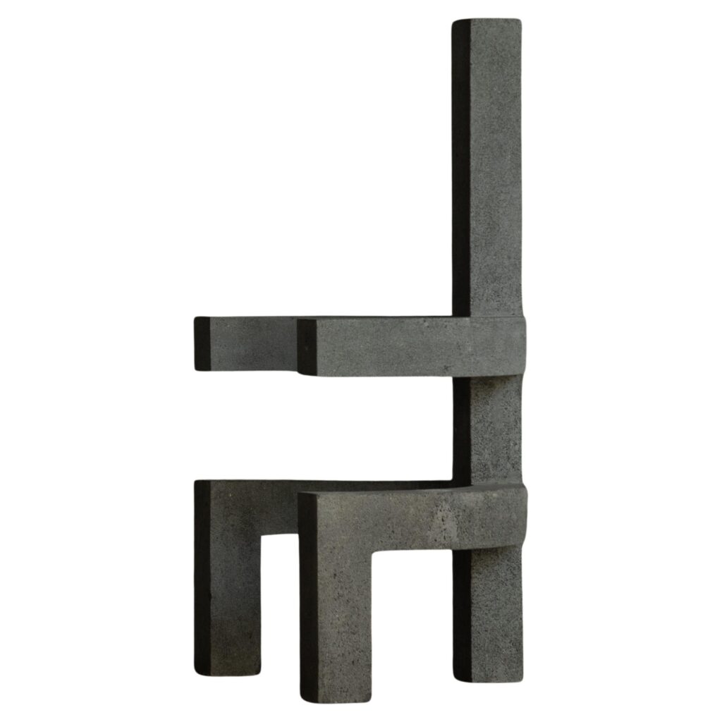 Unique Dark Tlakatl Sculptural Chair in Volcanic Stone by Mesawa 1