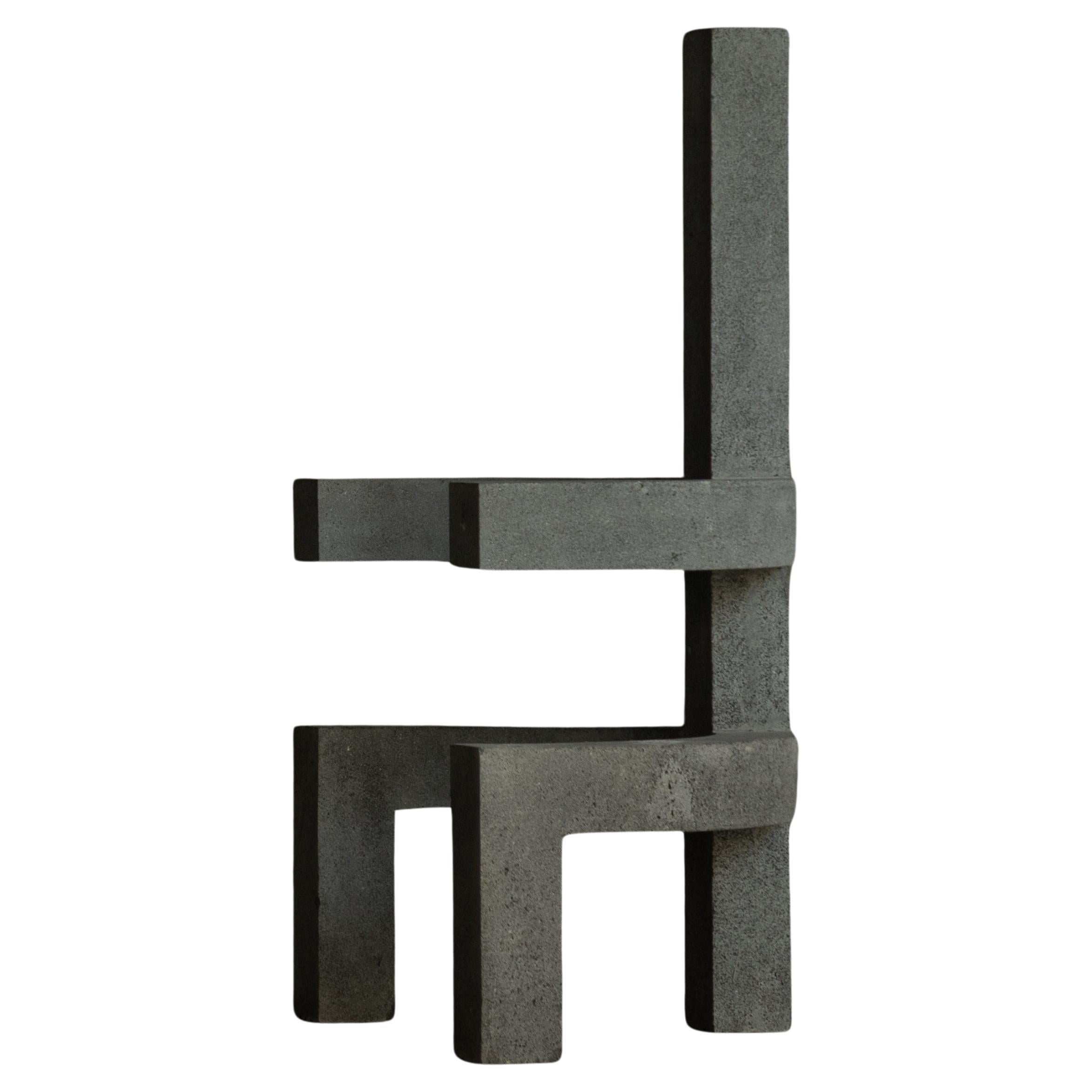 Unique Dark Tlakatl Sculptural Chair in Volcanic Stone by Mesawa 1