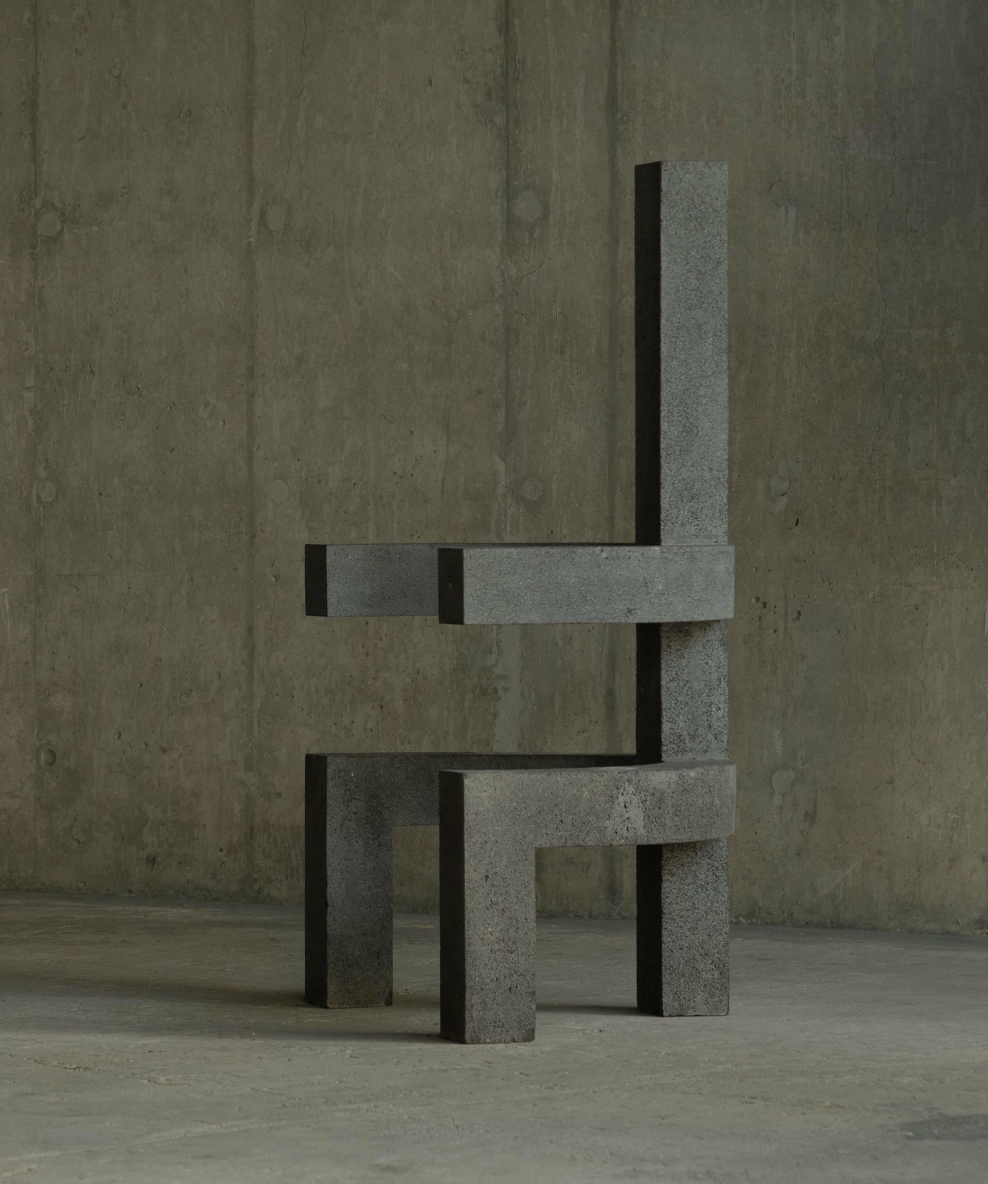Unique Dark Tlakatl Sculptural Chair in Volcanic Stone by Mesawa 2