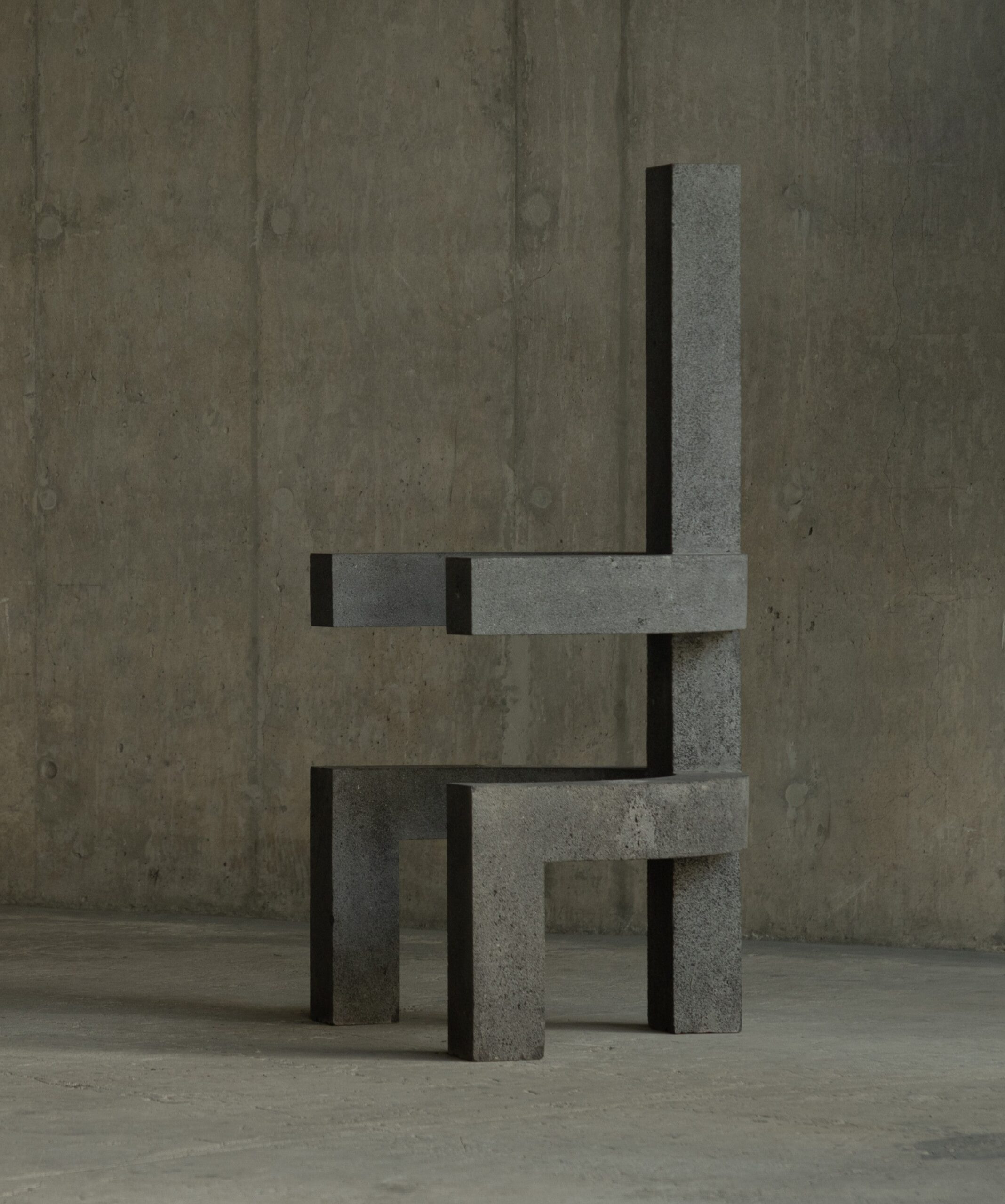 Unique Dark Tlakatl Sculptural Chair in Volcanic Stone by Mesawa 2