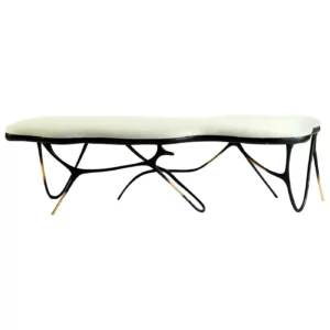 Calligraphic Sculpted Brass Bench by Misaya