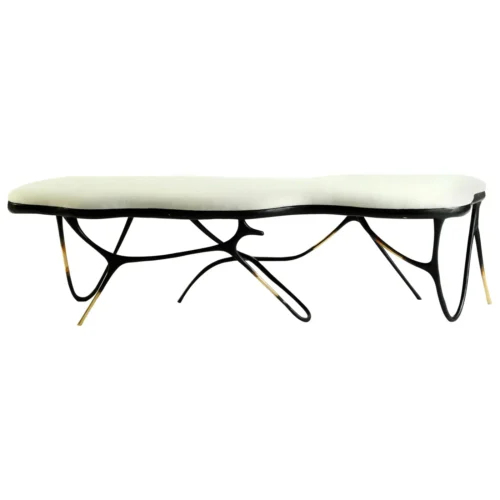Calligraphic Sculpted Brass Bench by Misaya 1