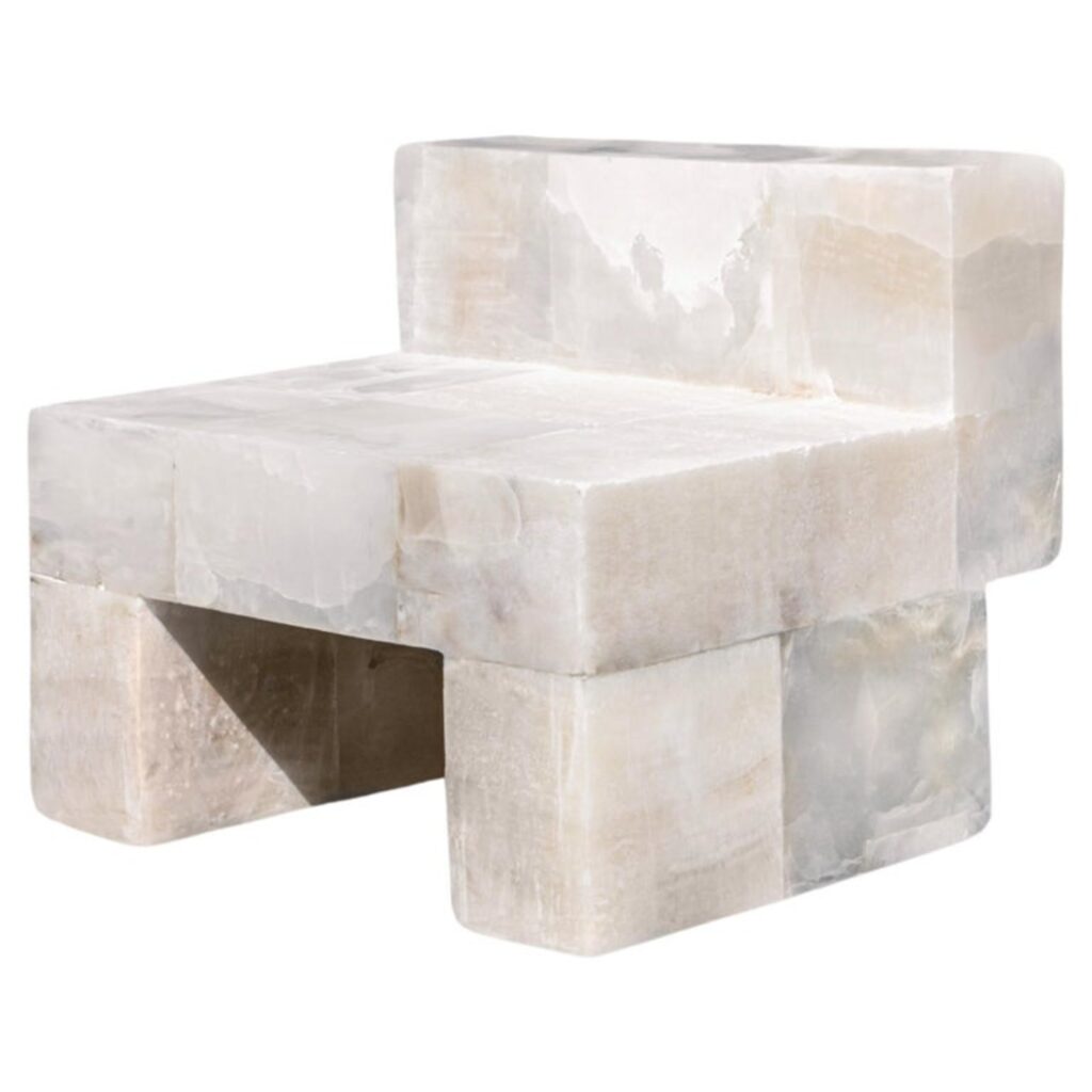 Contemporary Block Form White Onyx Sugar Daddy Chair by Pietro Franceschini 1_2500x2500