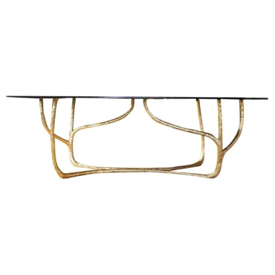 Contemporary Hand-Sculpted Brass Console, Misaya