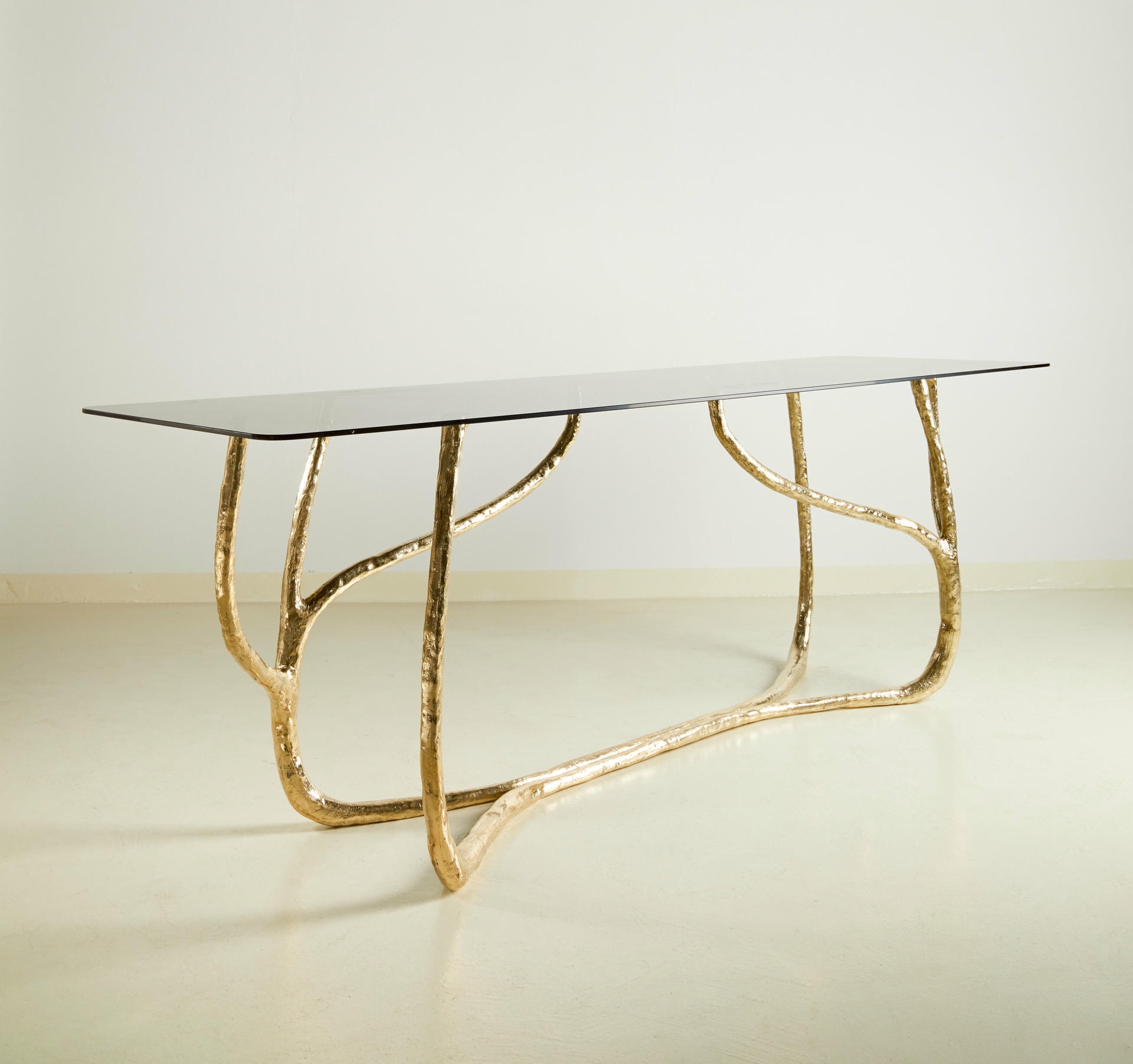 Contemporary Sculpted Matte Brass Console Table by Misaya 2