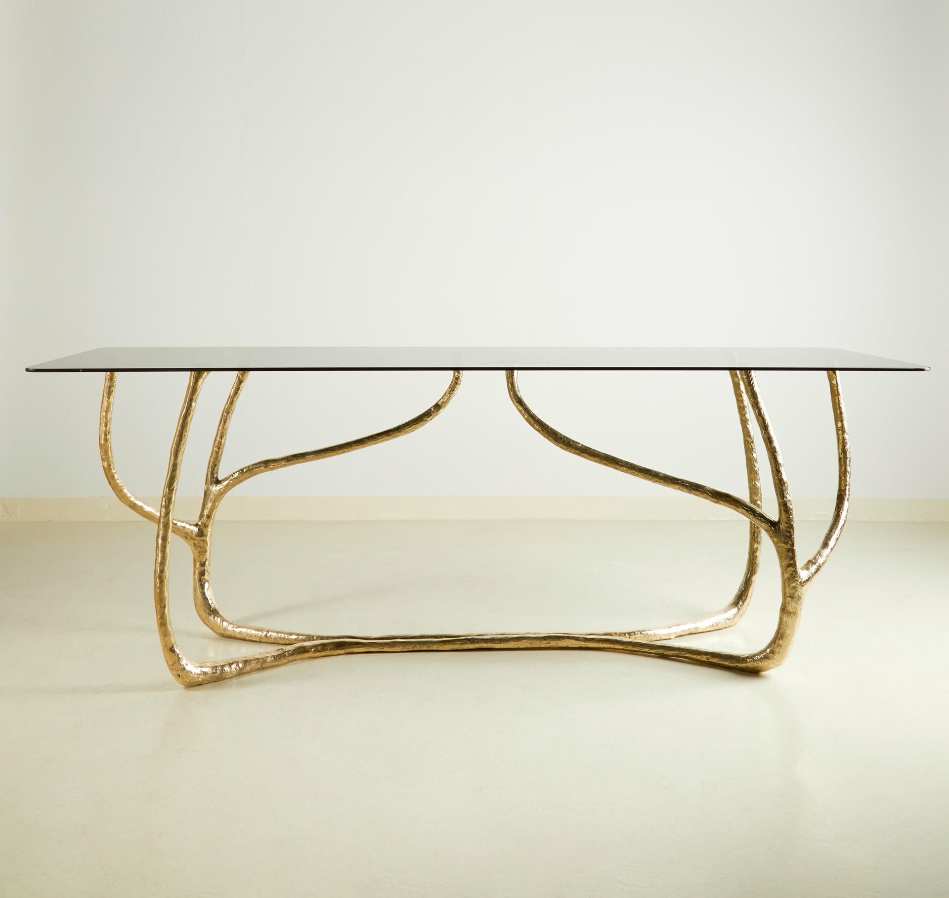 Contemporary Sculpted Matte Brass Console Table by Misaya 3