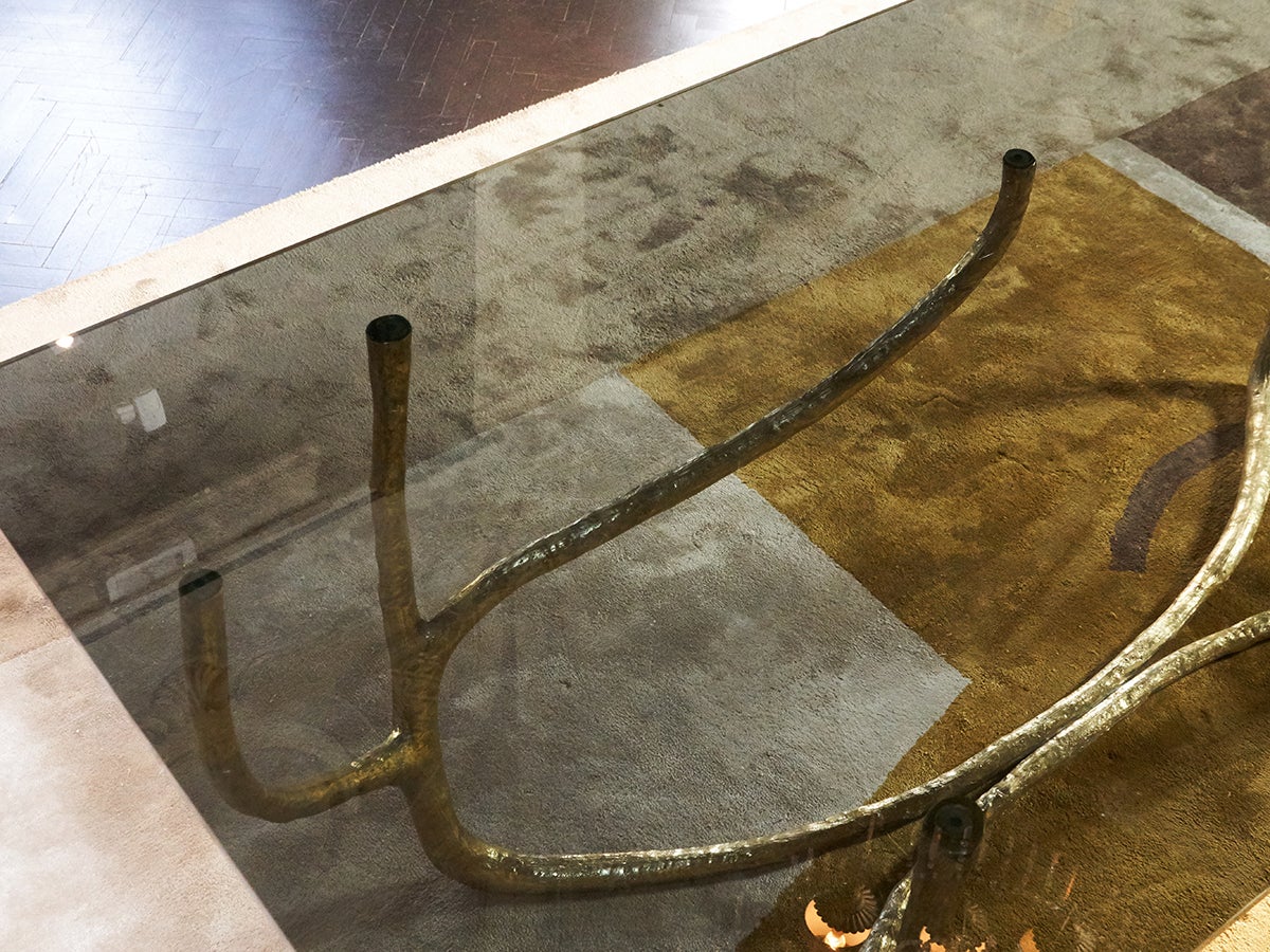 Contemporary Sculpted Matte Brass Console Table by Misaya 4