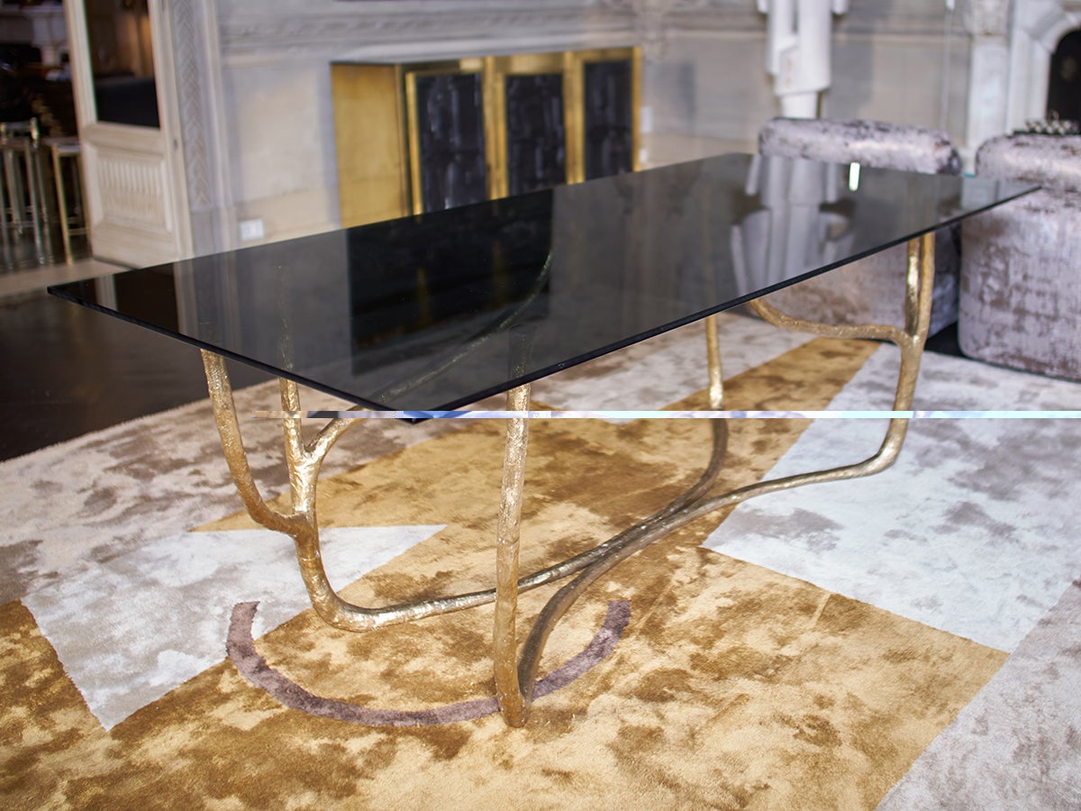 Contemporary Sculpted Matte Brass Console Table by Misaya 5