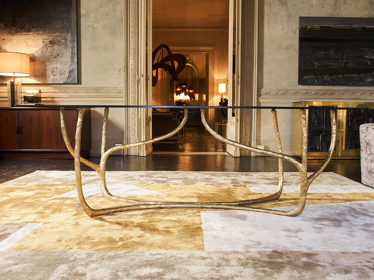 Contemporary Sculpted Matte Brass Console Table by Misaya 6